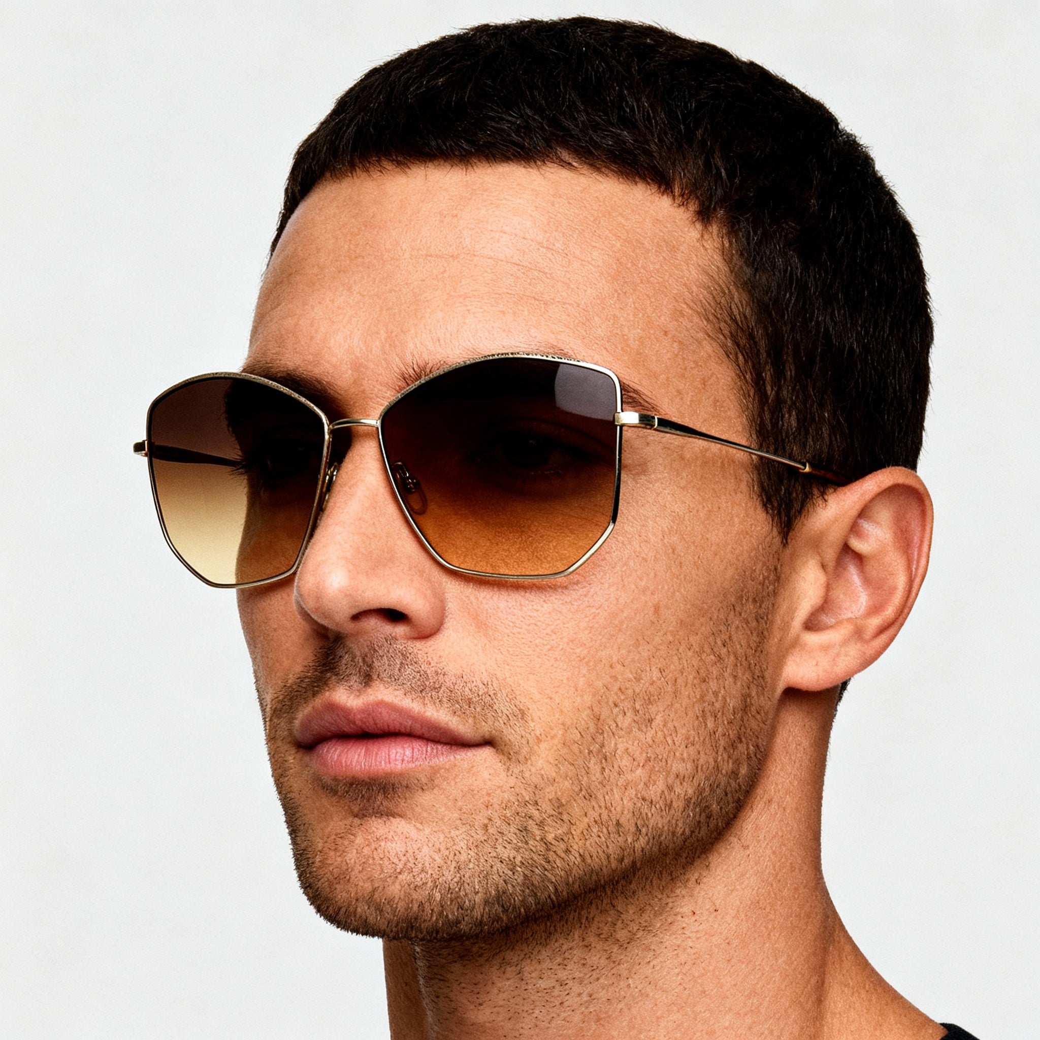 Salvatore Ferragamo Modern Men's Gold Brown Alloy Steel UV Protected Non-Polarized Sunglasses 59mm, Photo 4