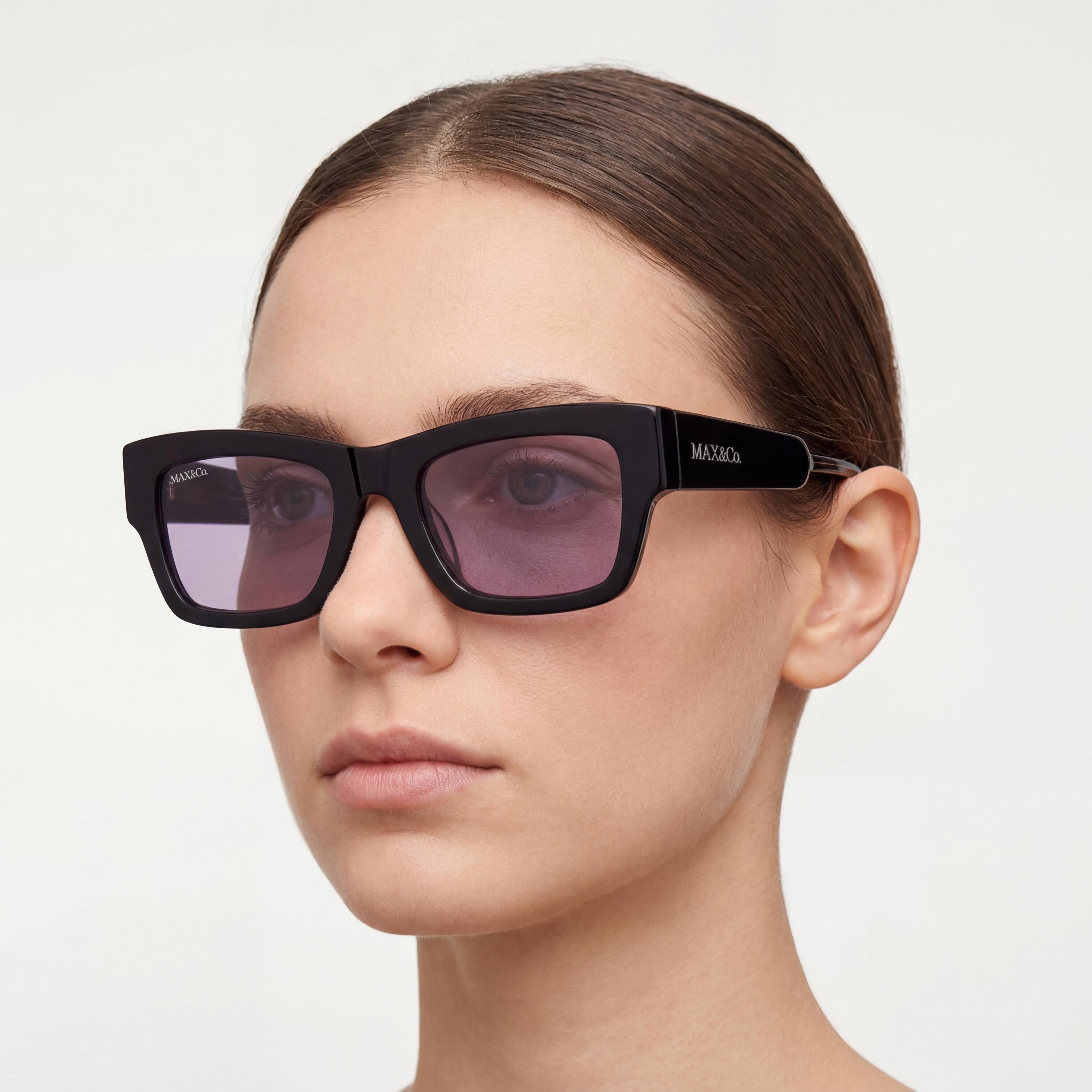 Max & Co. Modern Women's Plastic Black White Frame UV Protected Non-Polarized 50mm Sunglasses, Photo 5