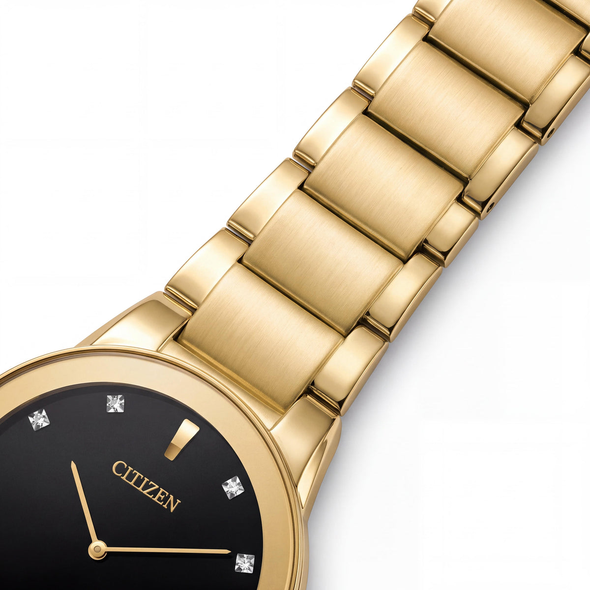 Reloj Citizen Axiom Modern para hombre, Eco-Drive, con 11 diamantes, brazalete dorado y esfera negra de 40 mm, Photo 3