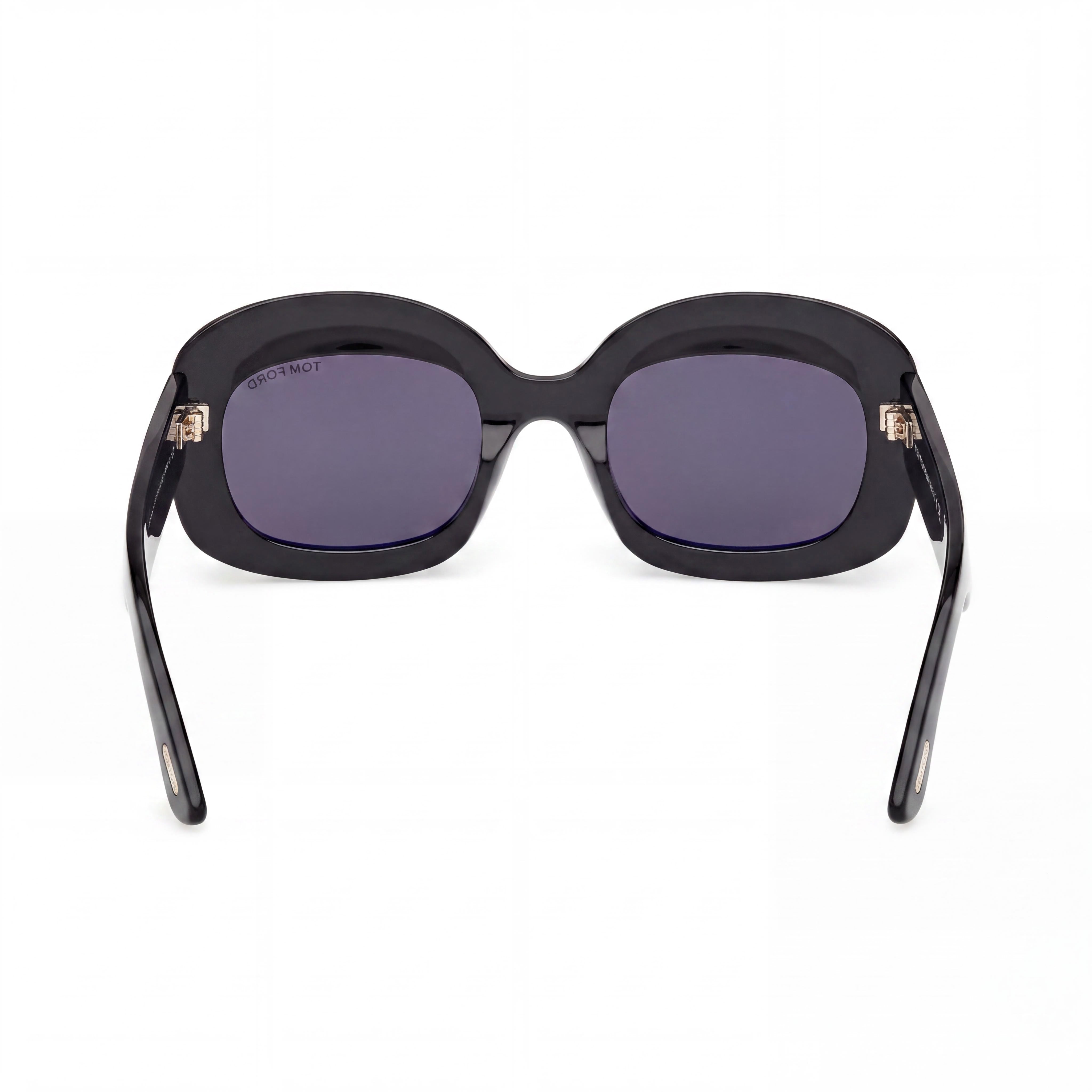 Gafas de sol Tom Ford clásicas unisex con montura brillante negra de carey y lentes polarizadas violetas de plástico, Photo 4