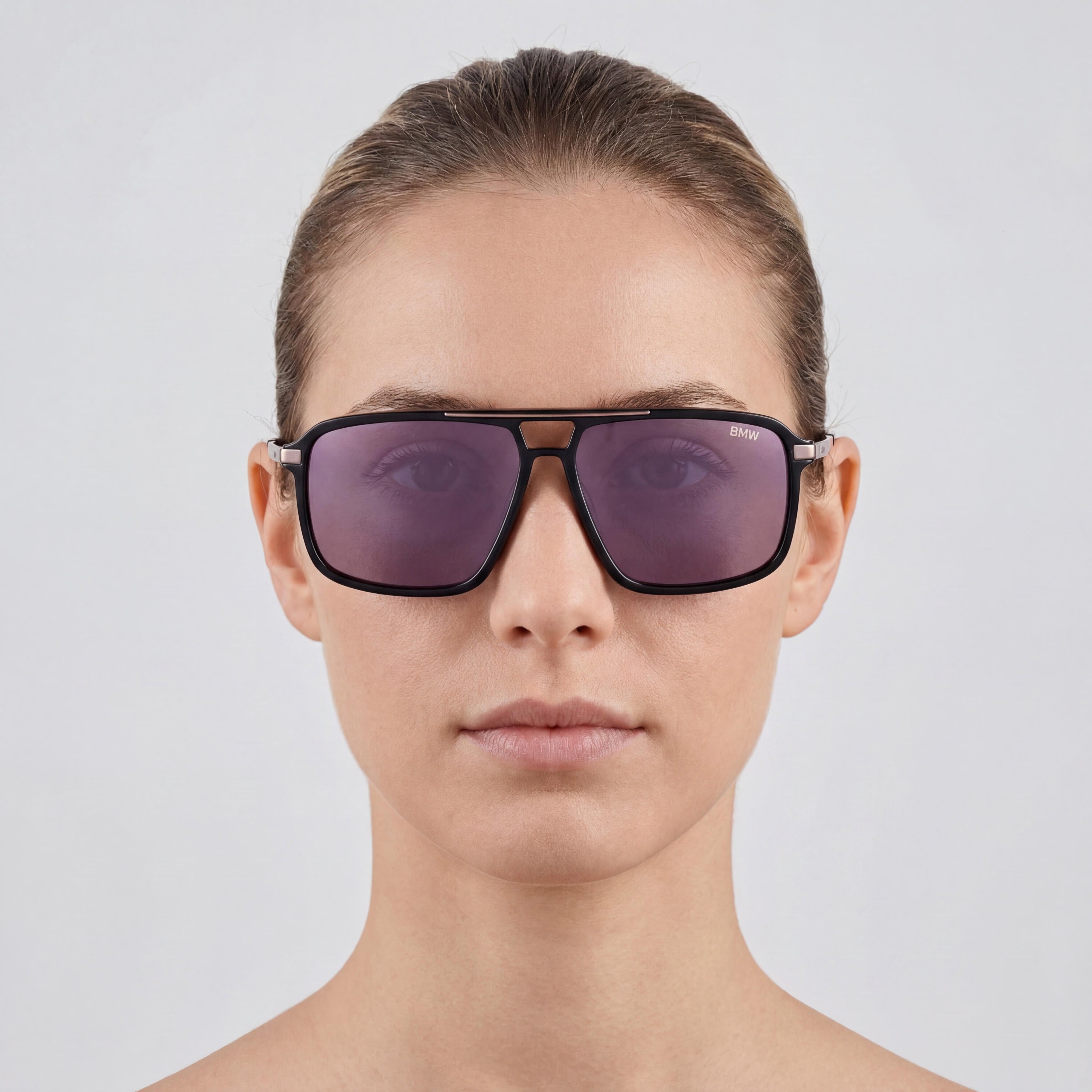 BMW Modern Women's Acetate Shiny Black Green Blue Mirror Non-Polarized UV Protection Sunglasses 58mm, Photo 4