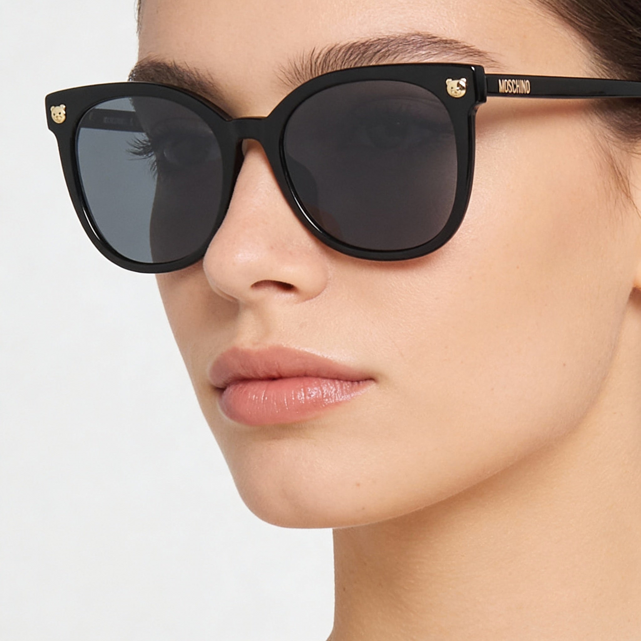 Gafas de sol Moschino MOS088/F/S Cat Eye de plástico negro y gris oscuro para mujer, 55 mm, 100 % protección UV, Photo 3
