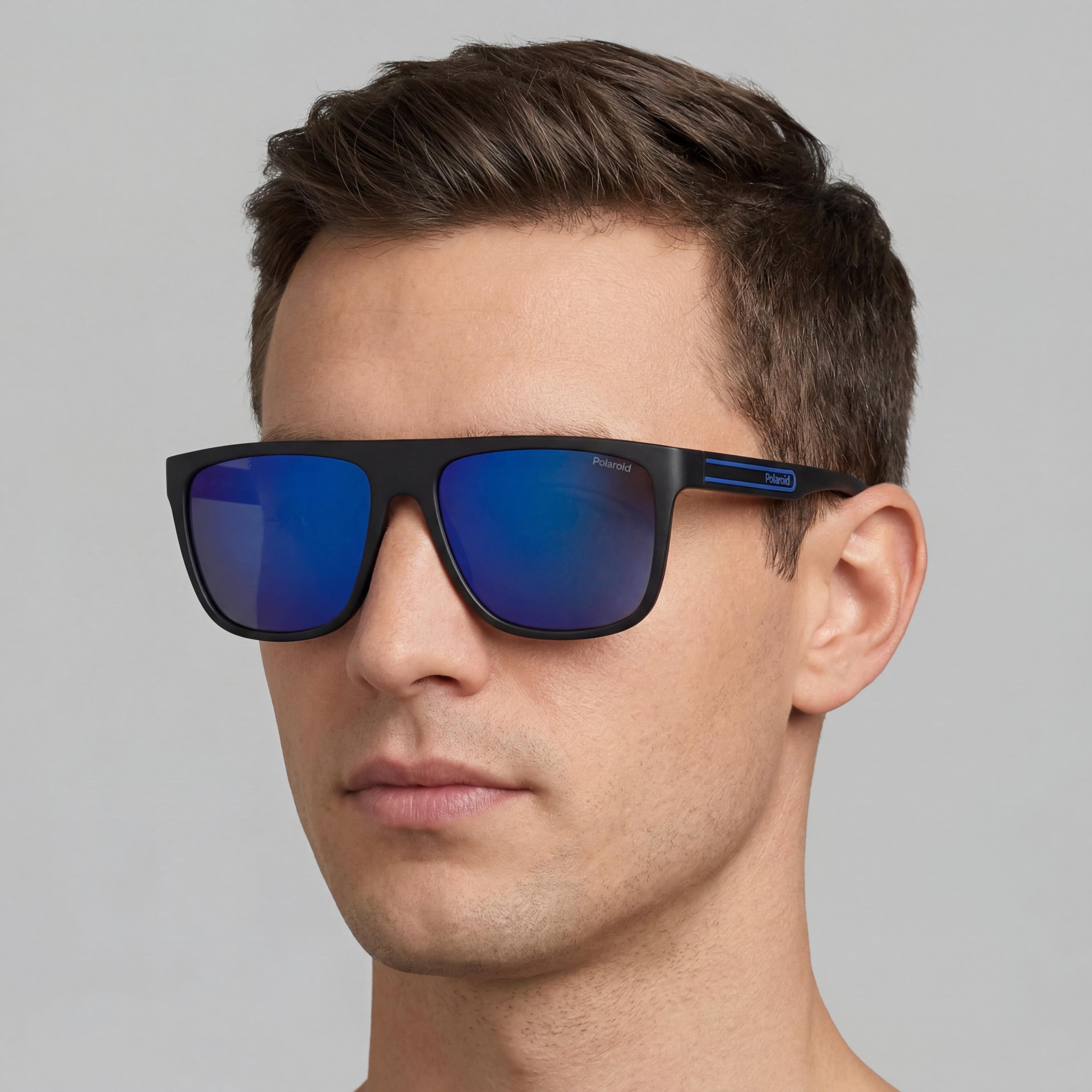 Polaroid Eyewear PLD 2162/S Men's Matte Black Blue Polycarbonate Frame Blue Mirror Polarized UV 400 Sunglasses 56mm, Photo 4