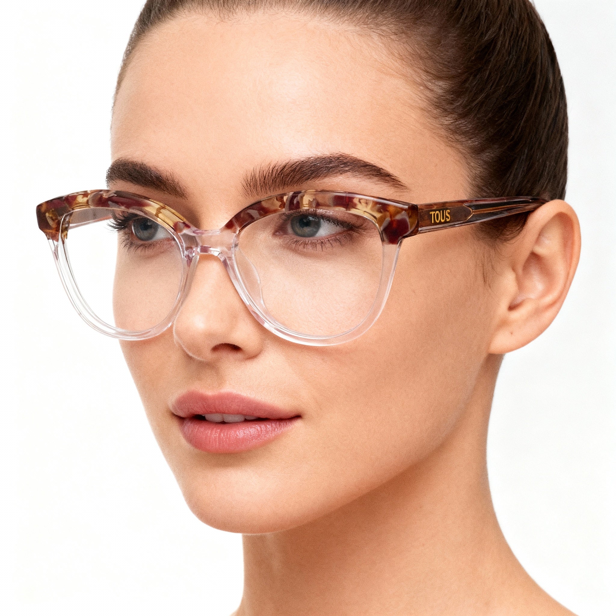 TOUS Square Women's Prescription Optical Cellulose Acetate Frames Transparent Pink 53-18-135, Photo 5