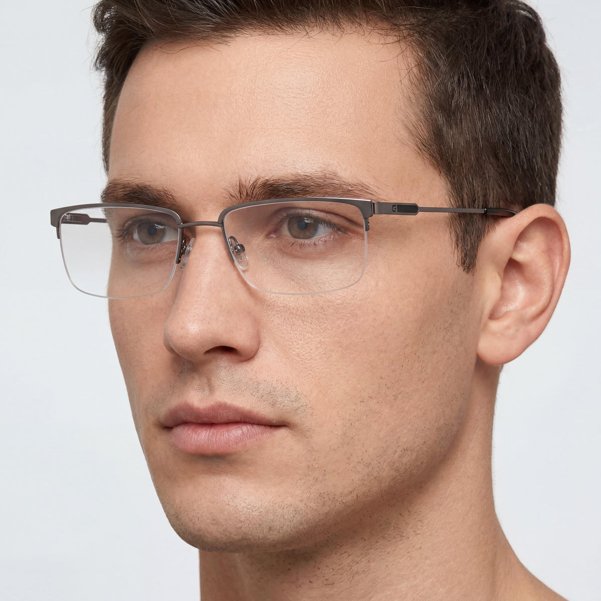GUESS Men's Gu50005 Eyewear with Metal Gunmetal Frame and Polycarbonate Clear Lenses 56mm, Photo 4