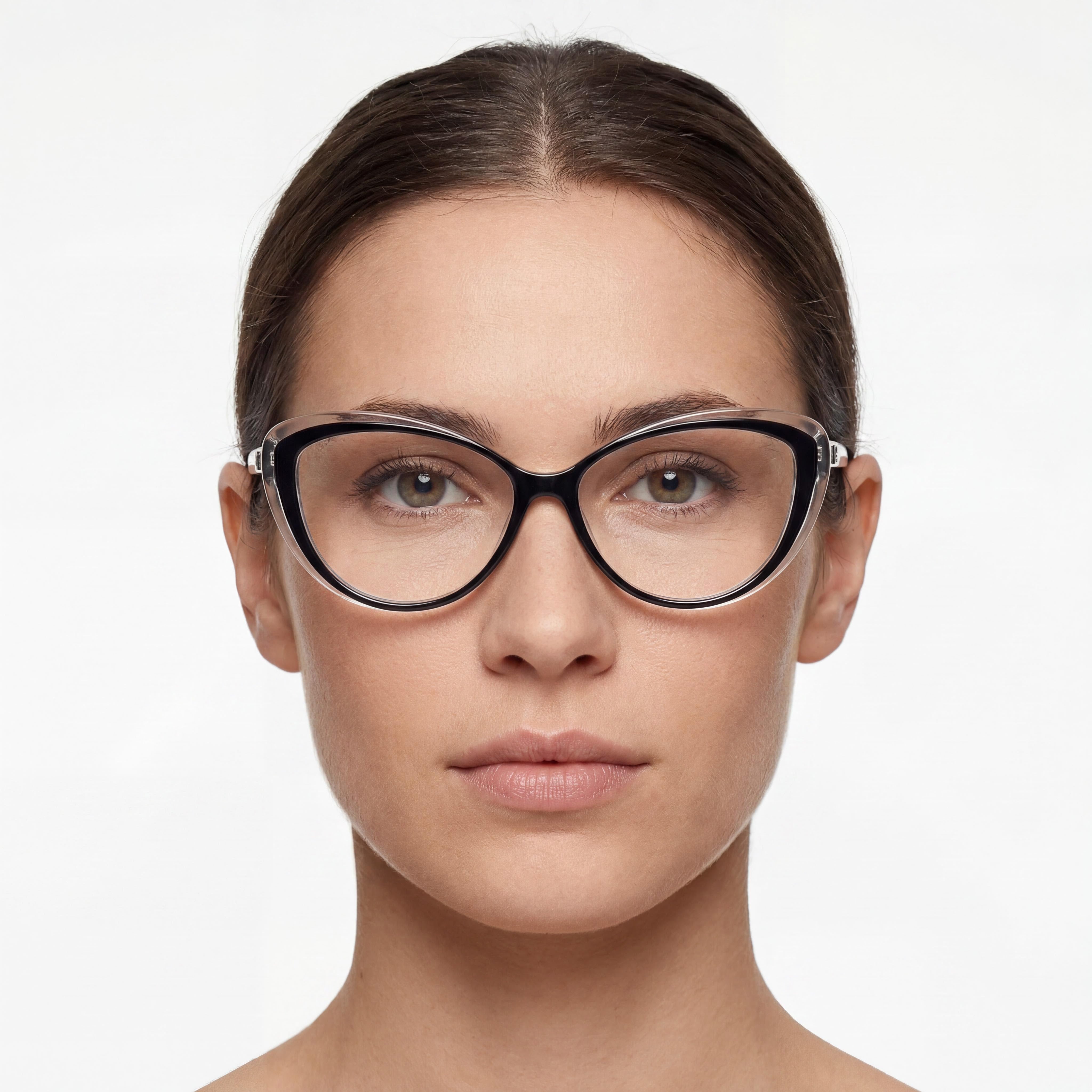 GUESS Gafas de mujer ojo de gato, montura multicolor, lentes de plástico transparentes, 140 mm ancho de lente, 14 mm puente, 42 mm patillas, Photo 5