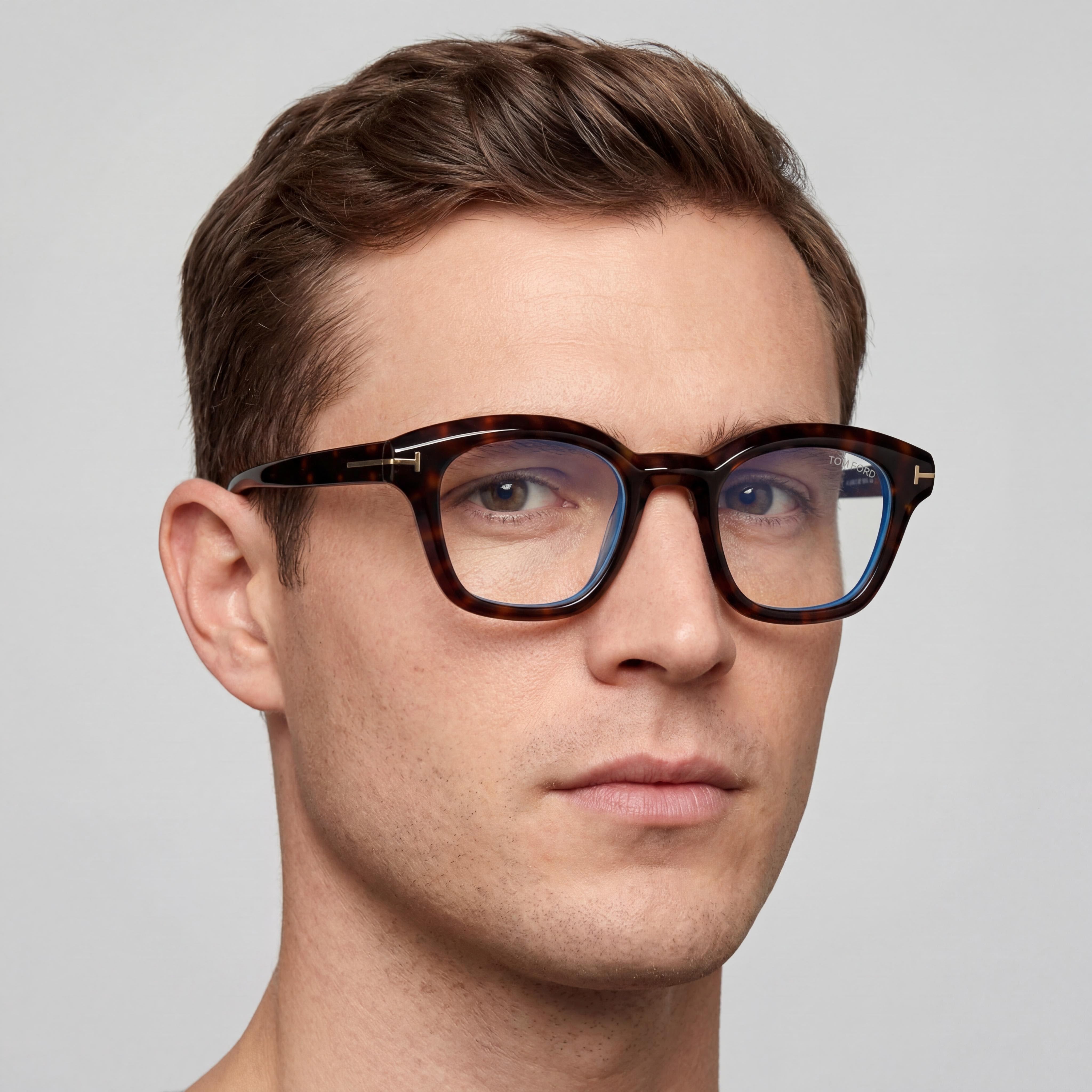 Tom Ford FT5961-B Unisex Dark Havana Optical Frames with Polycarbonate Lenses, Size 49mm Lens Width, Photo 5