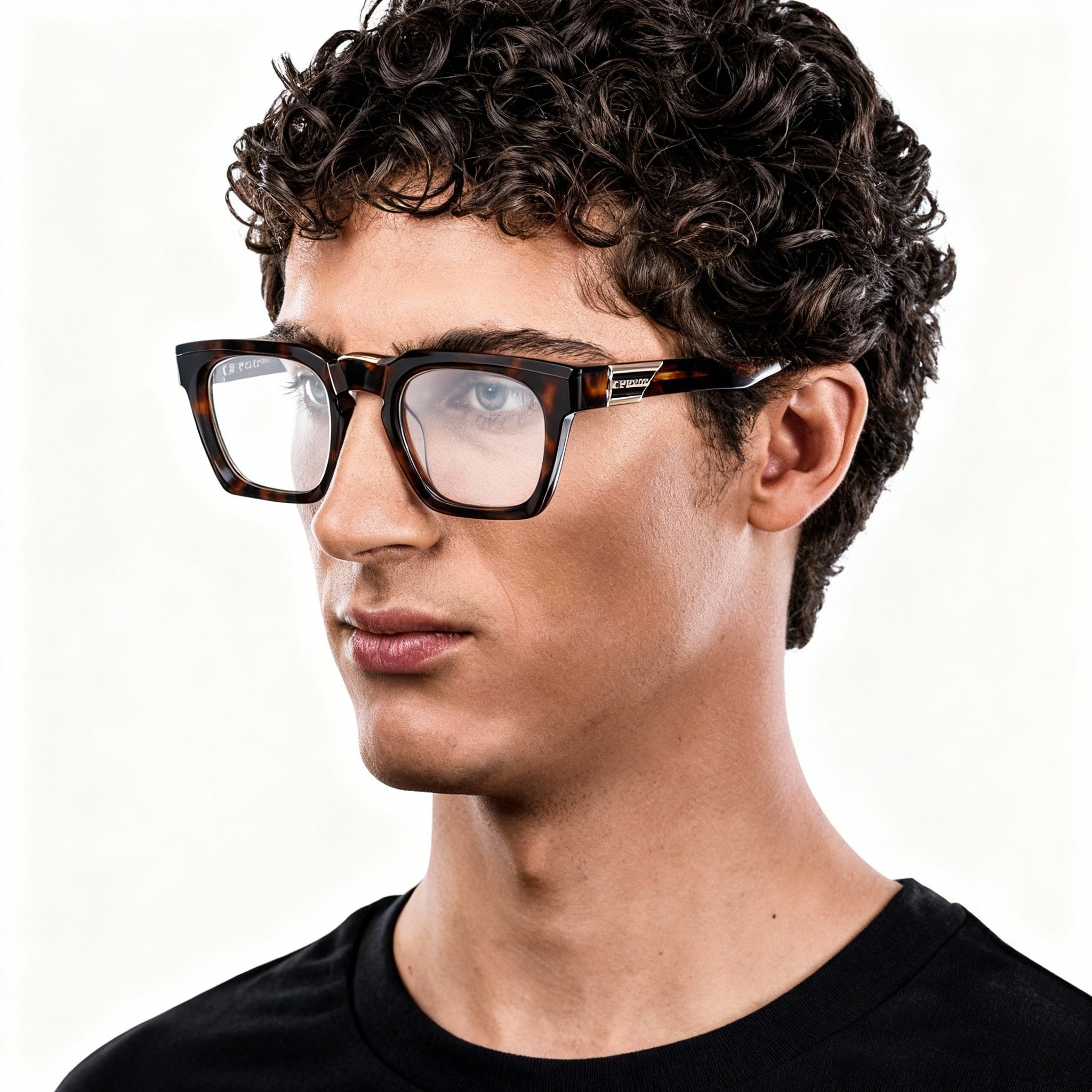 Police Casual Men's Acetate Full Rim Optical Eyeglasses Frame with Shiny Black Finish, 51mm Lens Width, Photo 5