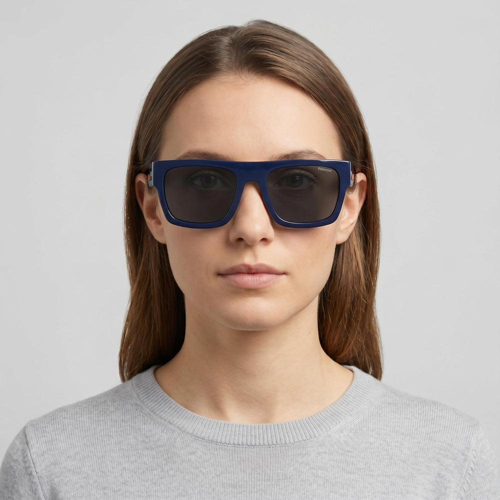 Polaroid Modern de Mujer Montura de Policarbonato Azul Lentes Grises Polarizadas Protección UV 100% Gafas 54mm
