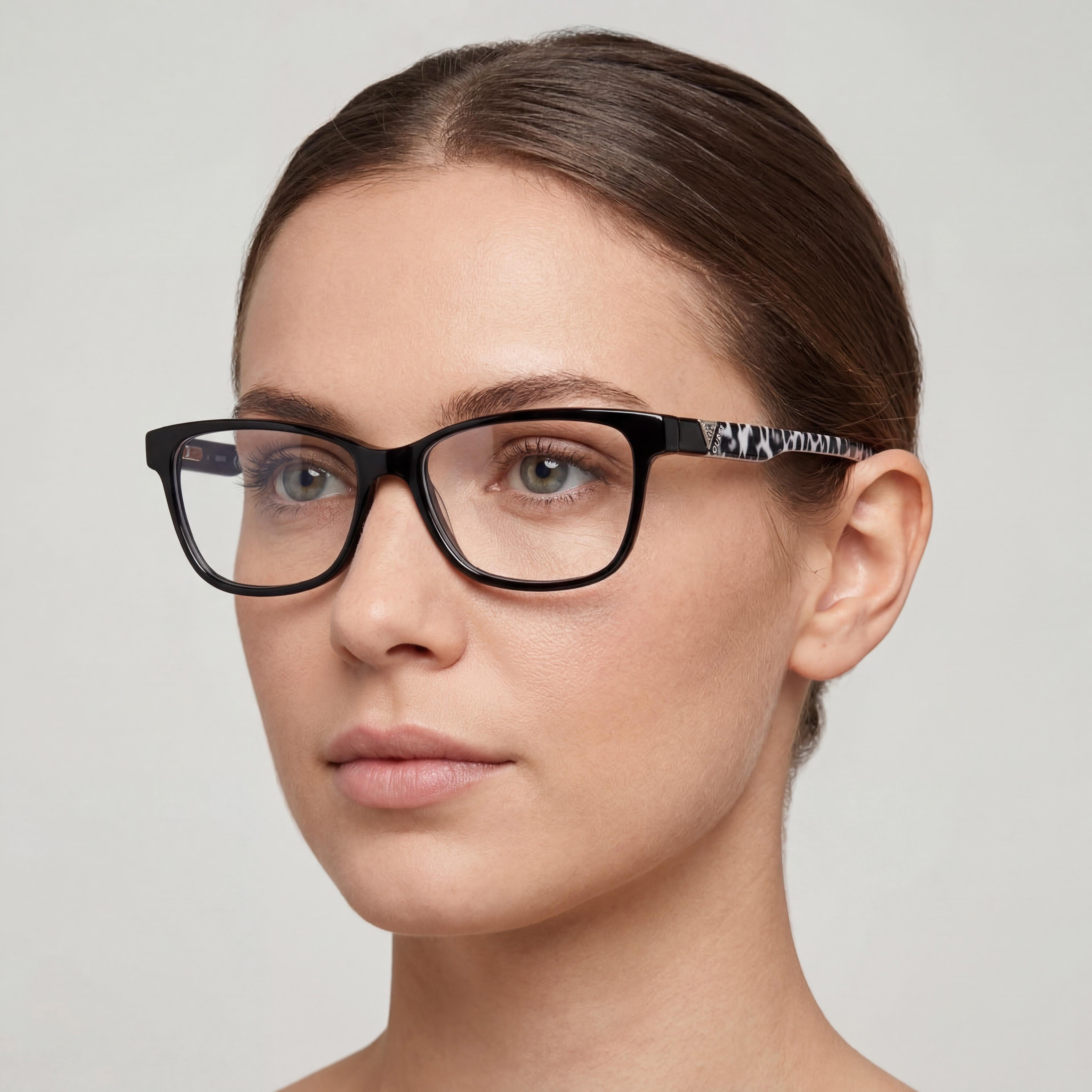 Gafas GUESS Gu2943 de mujer con montura de plástico y lentes de policarbonato en monocolor animal negro brillante 52 mm, Photo 4