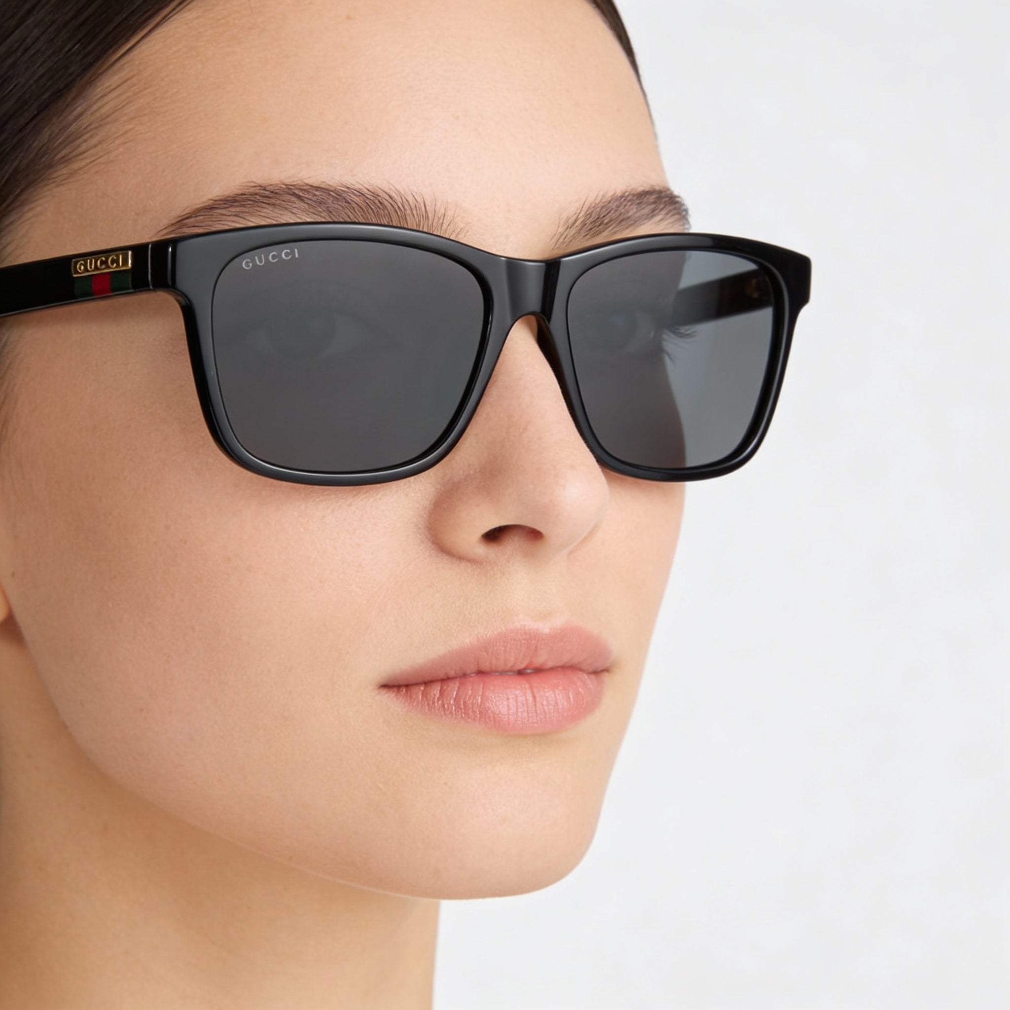 Gucci GG0746SA-001 Women's Black Injected Plastic Square UV Protected Sunglasses Dark Grey Lenses 57mm, Photo 5