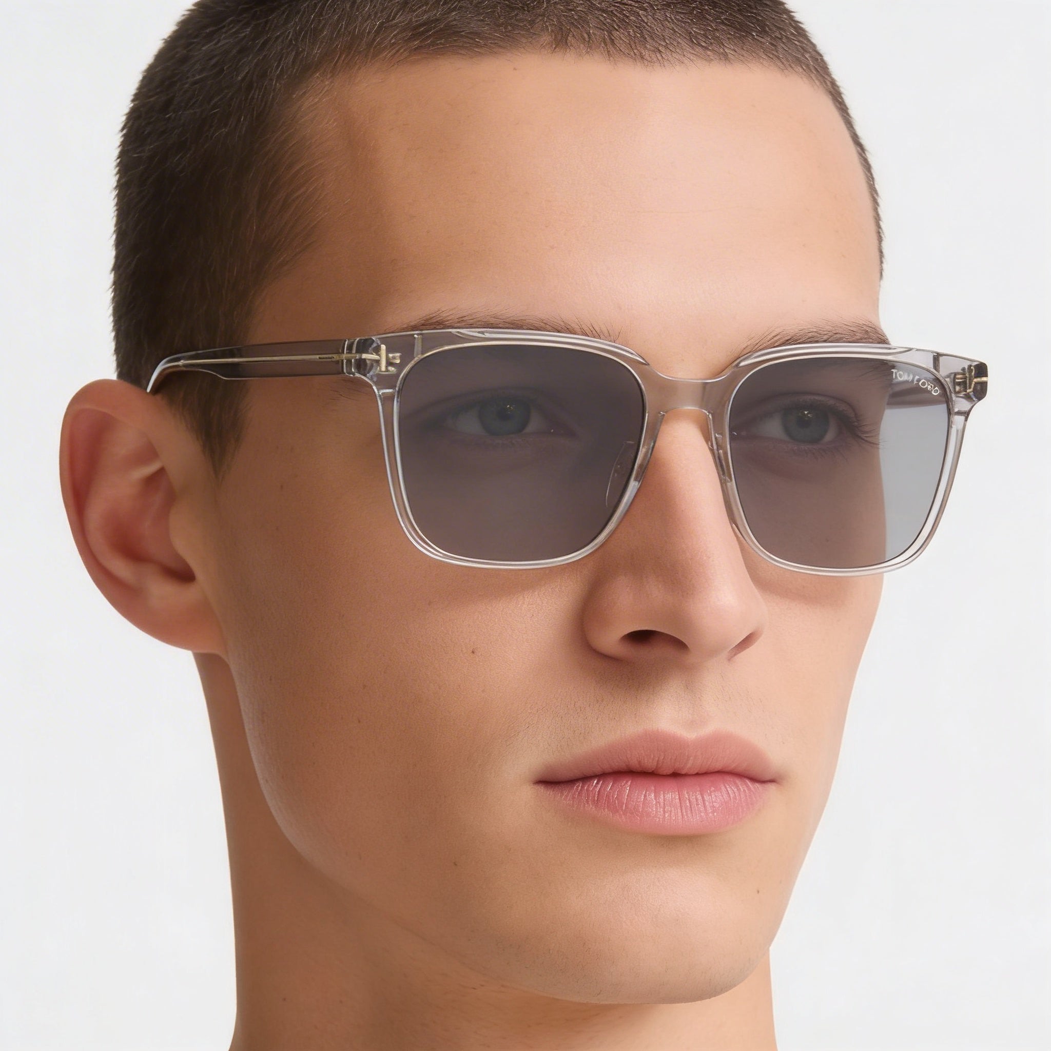 Tom Ford FT0891-K Men's Square Transparent Grey Acetate Smoke UV Protected Sunglasses 55mm, Photo 4