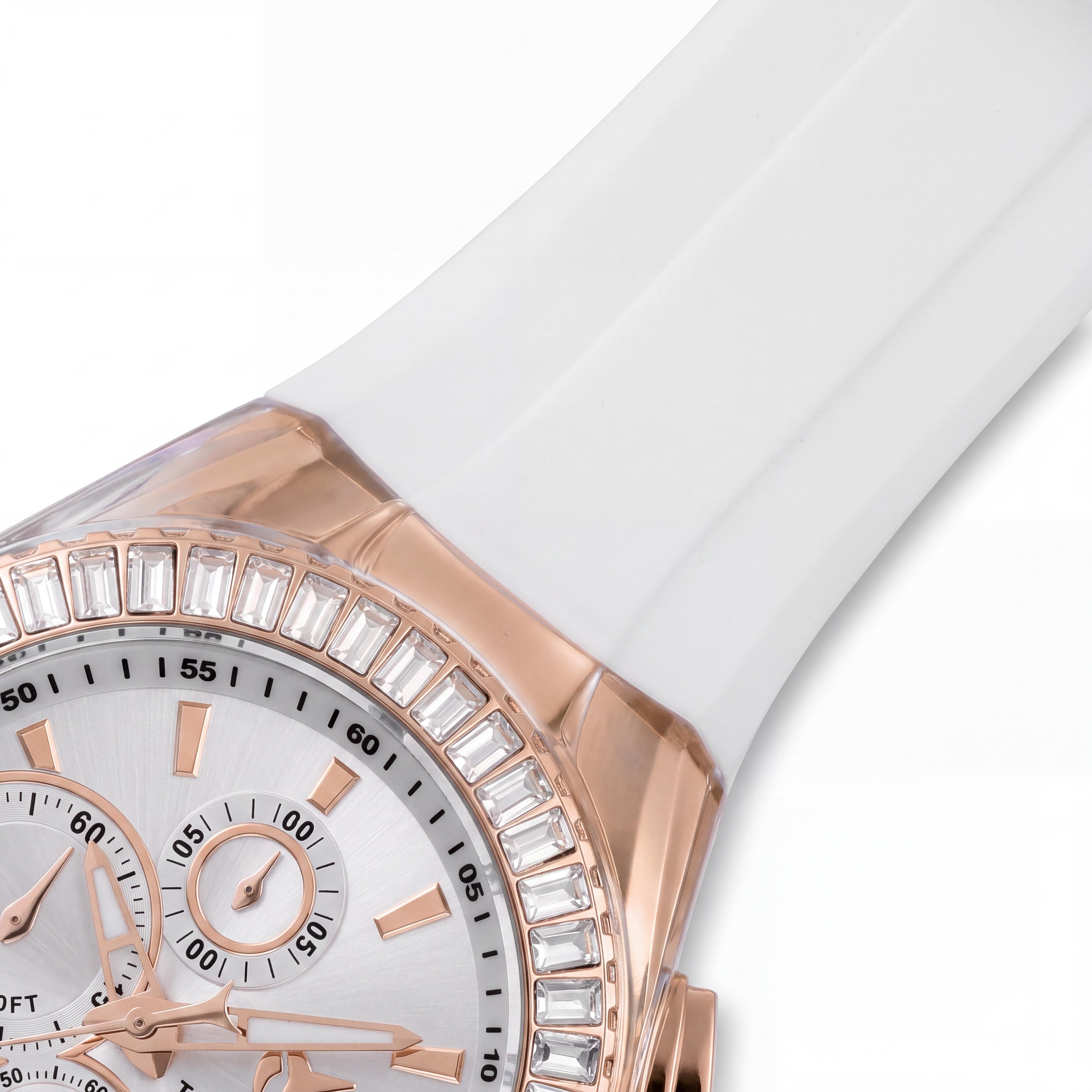 Technomarine Men's TM-121161 Cruise Chronograph Quartz Watch, Rose Gold-tone Case, White Silicone Band, 45mm, Photo 3