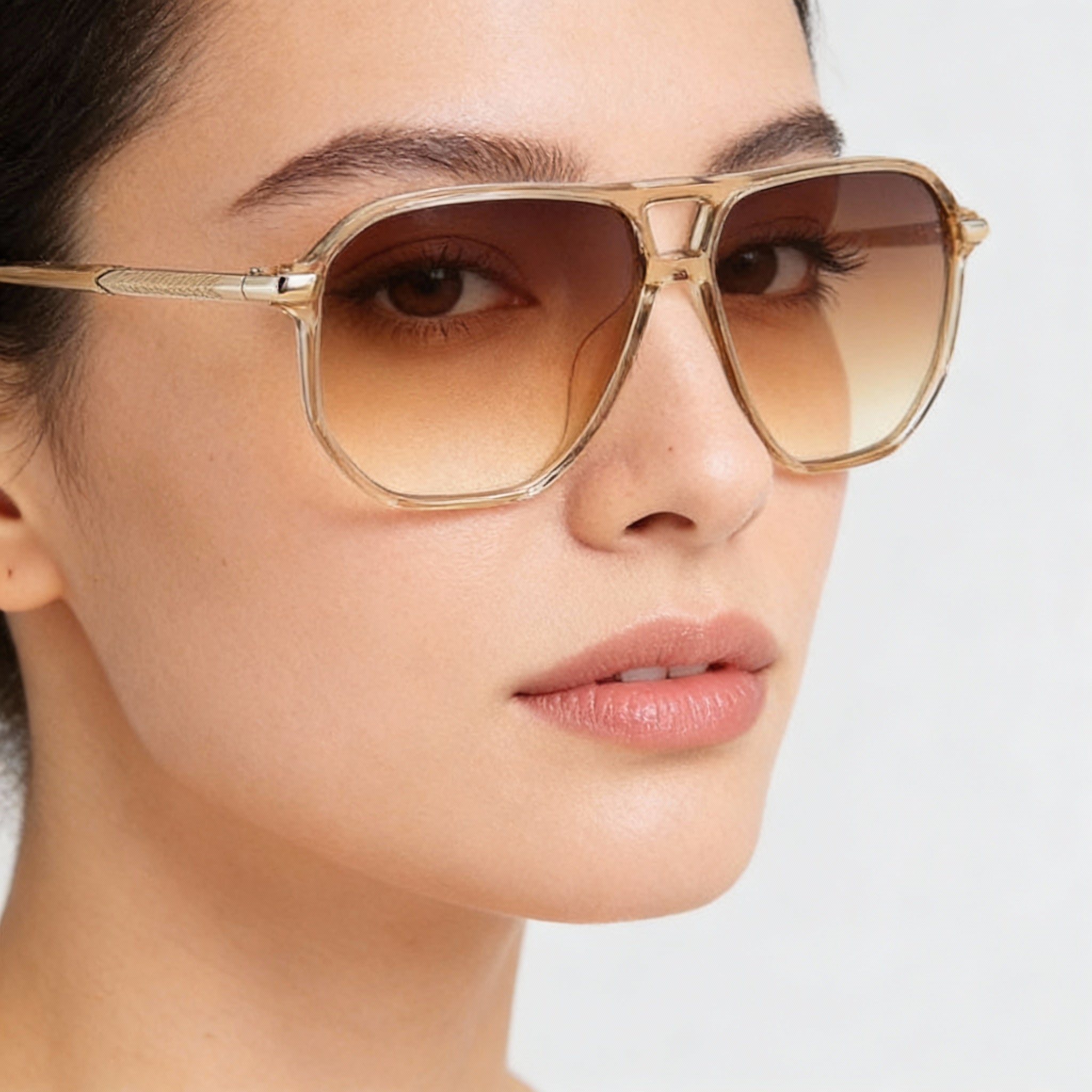 rag & bone Modern Heritage Women's Acetate Sunglasses with UV Protection, Beige, Brown Shaded Brick Lenses, 58mm, Photo 5