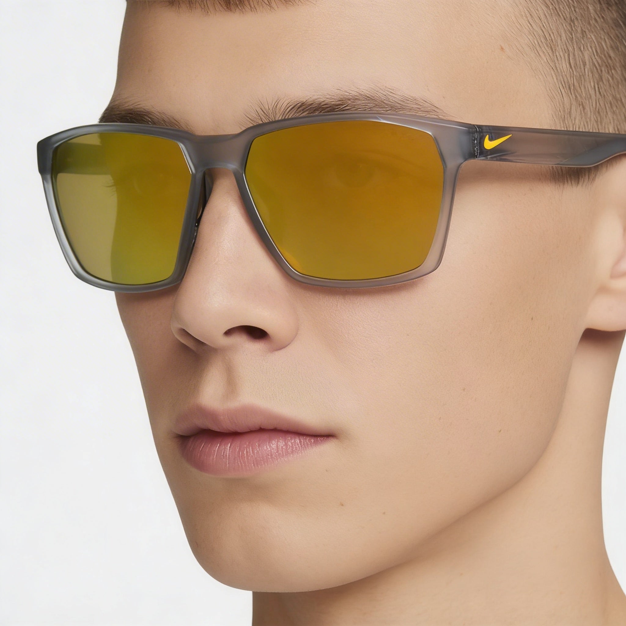 Gafas de sol de nailon unisex Nike Maverick, montura gris lobo mate marrón naranja, lentes UV no polarizadas de espejo marrón naranja de acetato de 60 mm, Photo 4