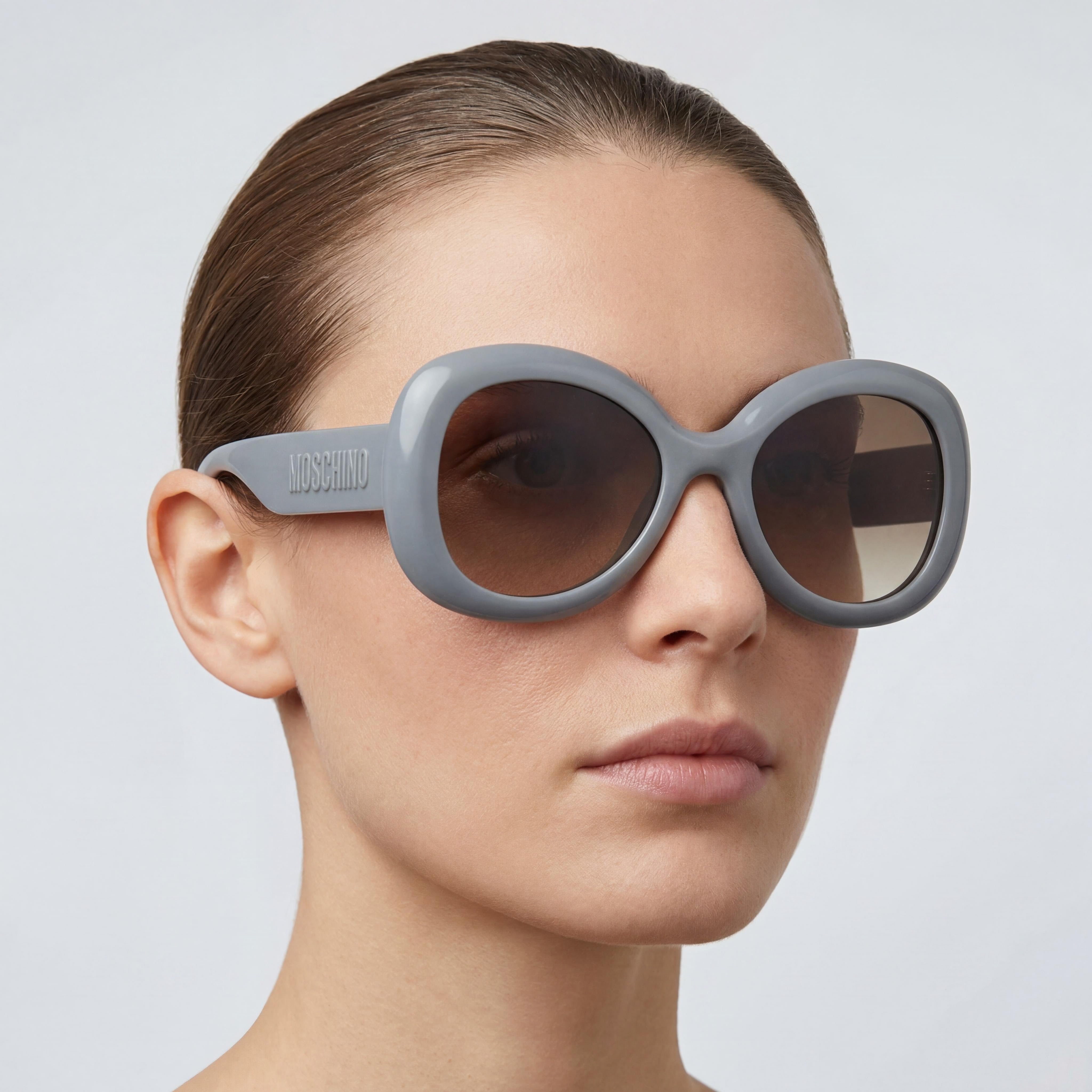 Moschino Gafas de sol informales para mujer CELULOSA PROP. INYEC. Montura azul azur Lente sombreada marrón 54-22-140, Photo 5
