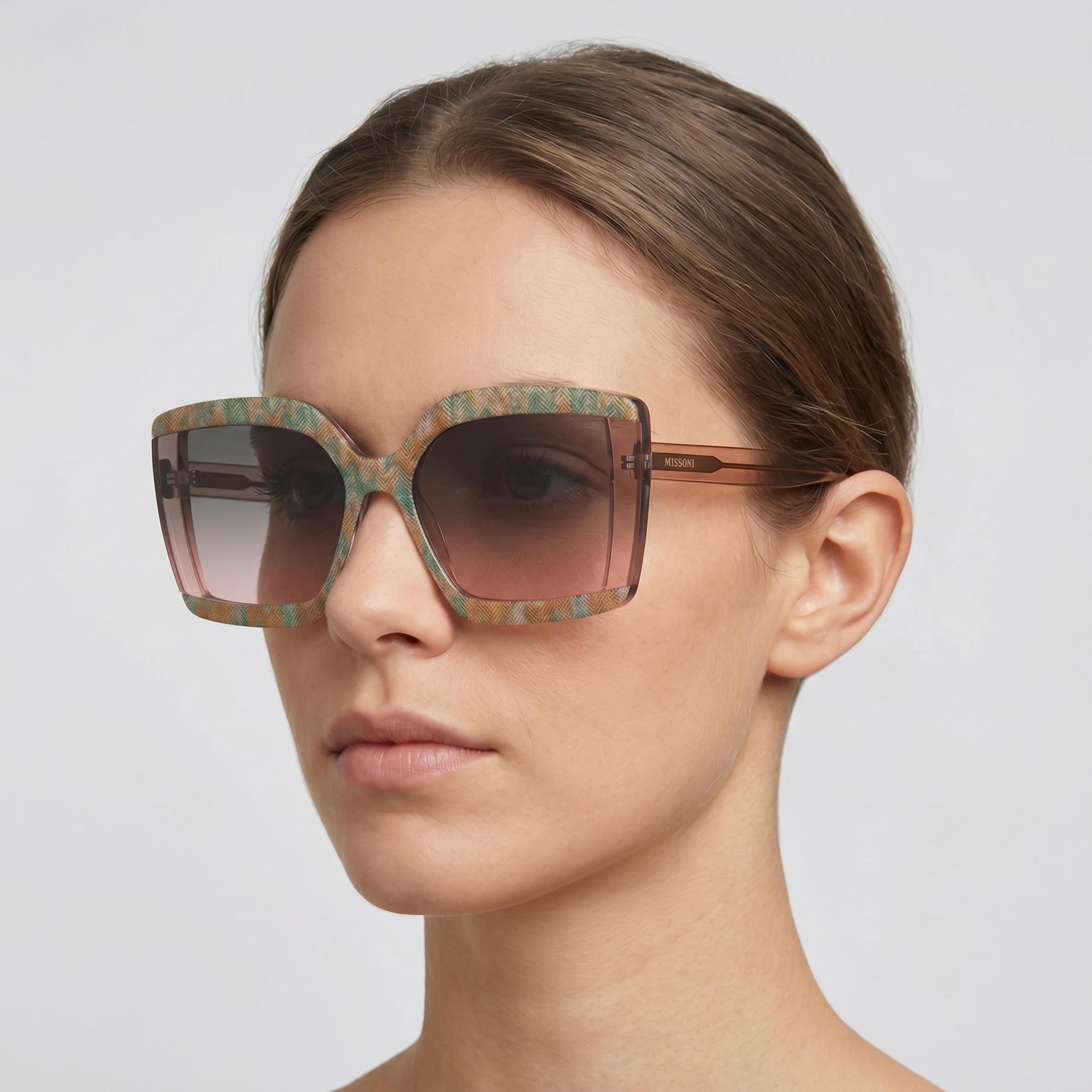 M Missoni Casual Women's Pattern Pink Green Acetate Frame Polycarbonate Lens Non-Polarized Sunglasses 62mm, Photo 5
