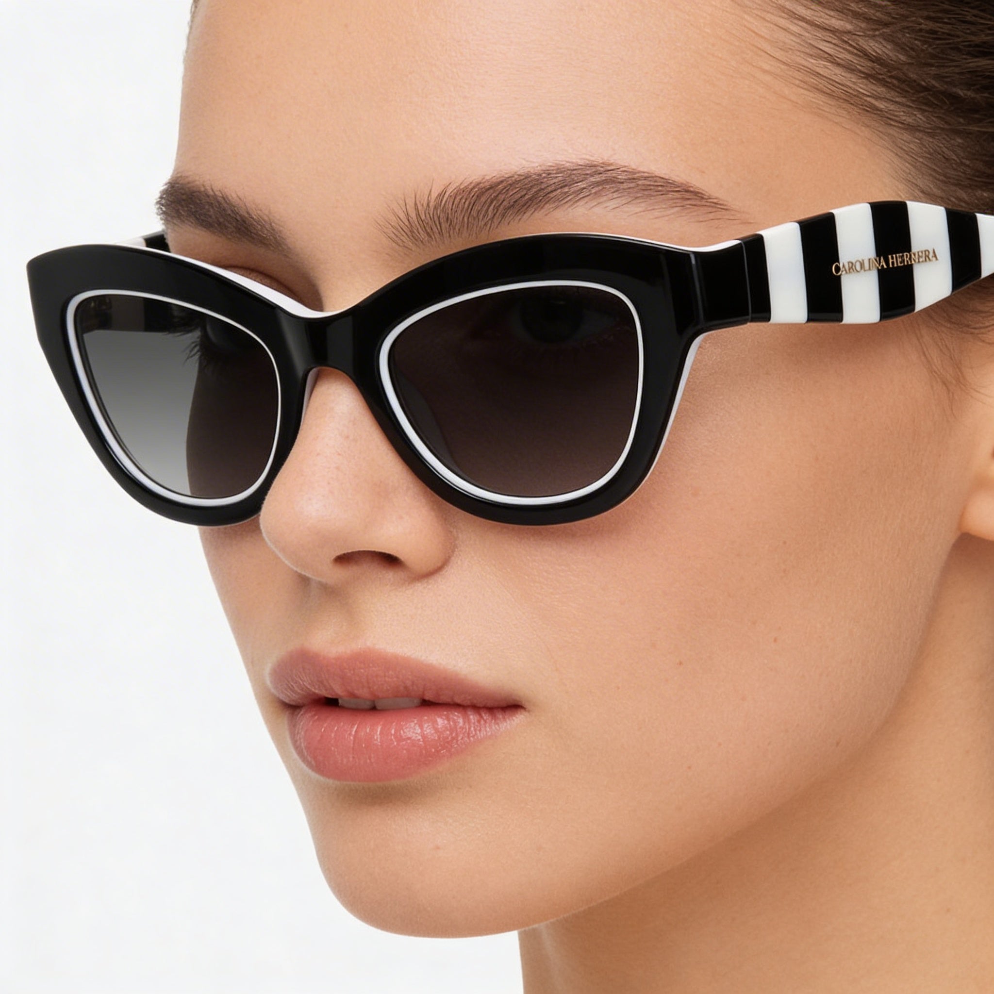 Carolina Herrera Her 0086/S Women's Black White Plastic Frame UV Protection Sunglasses, 51mm, Photo 4