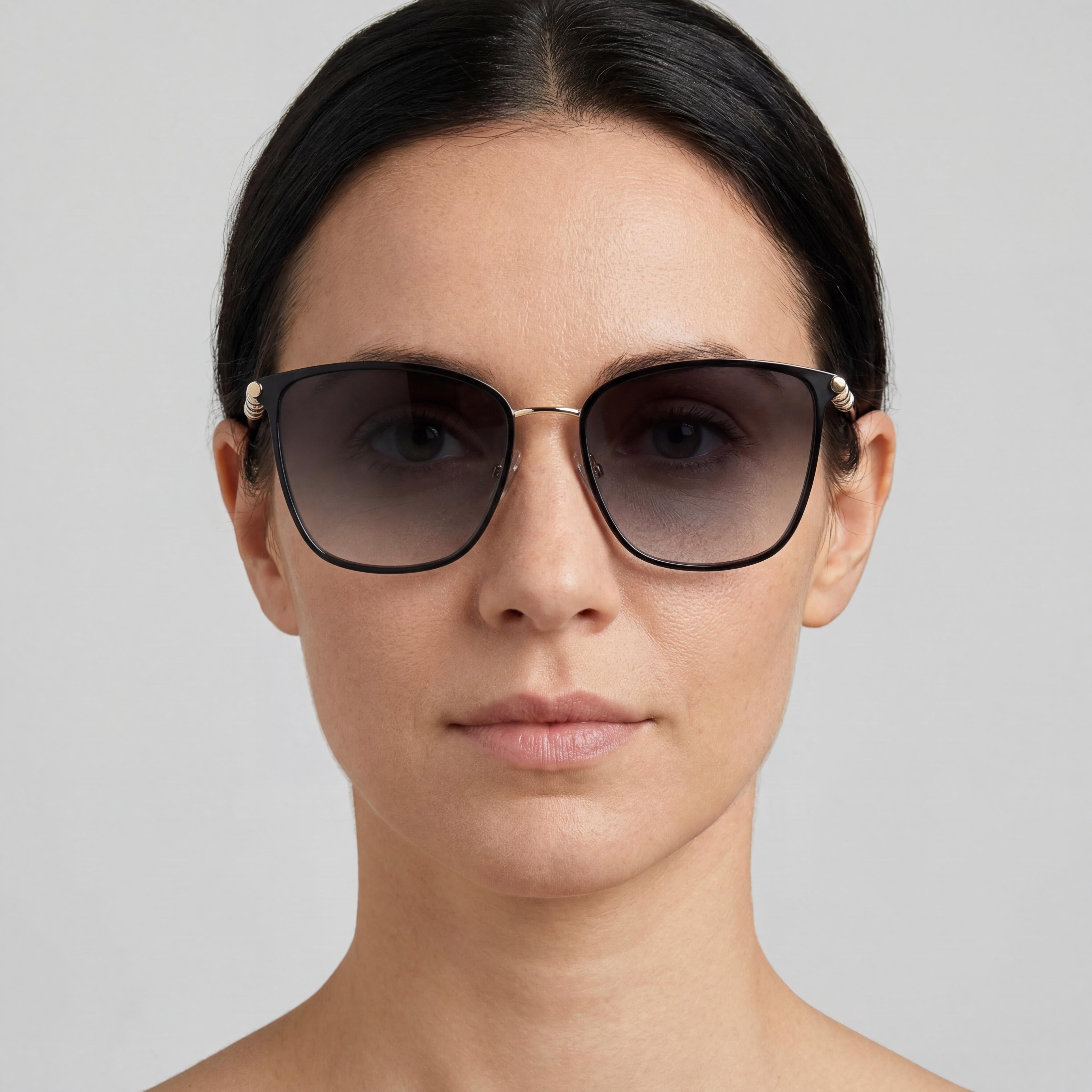 Carolina Herrera Ch 0030/S Women's Gold Black Rectangular Stainless Steel Sunglasses with 100% UV Protection 56mm, Photo 3
