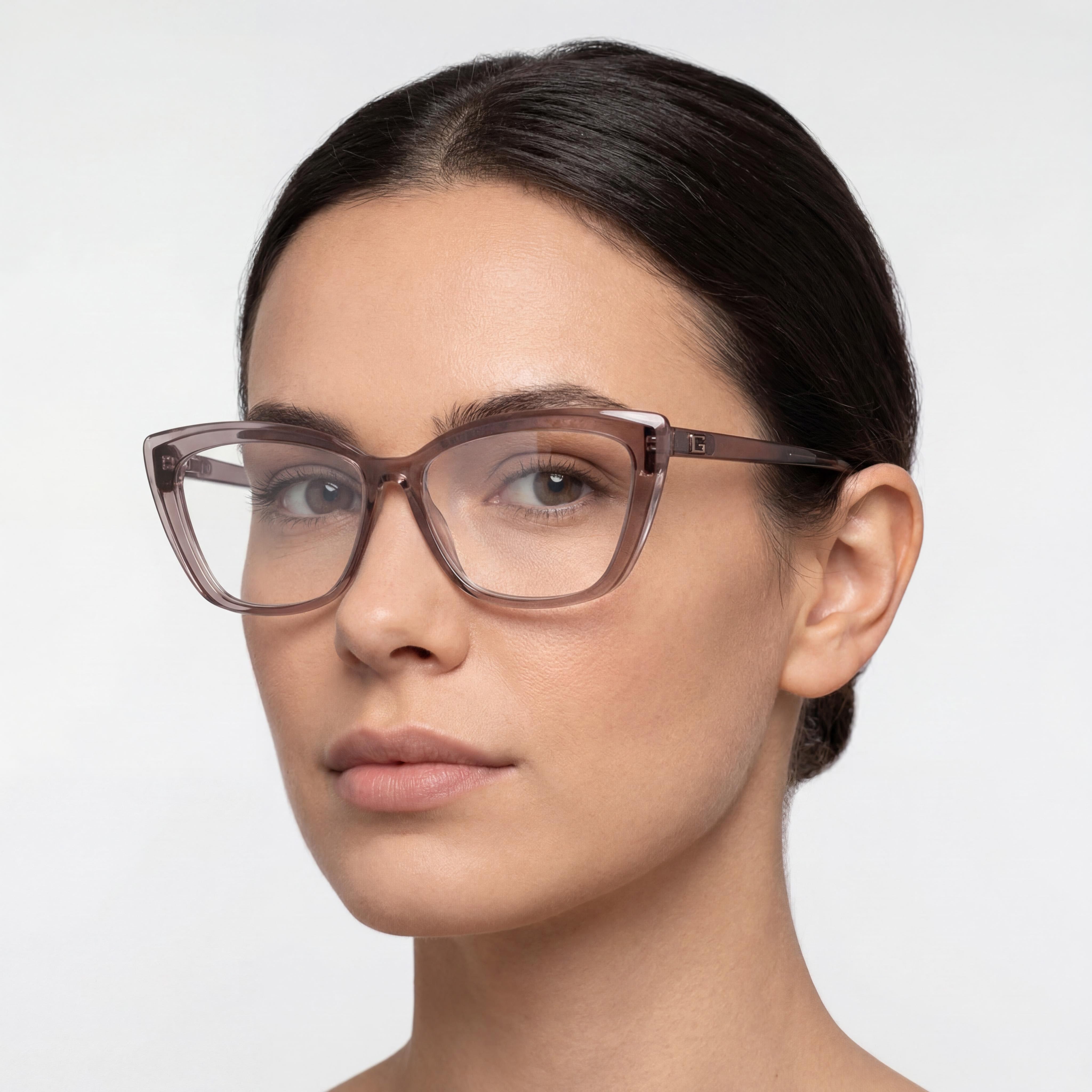 GUESS MODERNO Women's Eyewear: Beige Plastic Frame with Clear Lenses, 49mm Lens Width, Photo 4