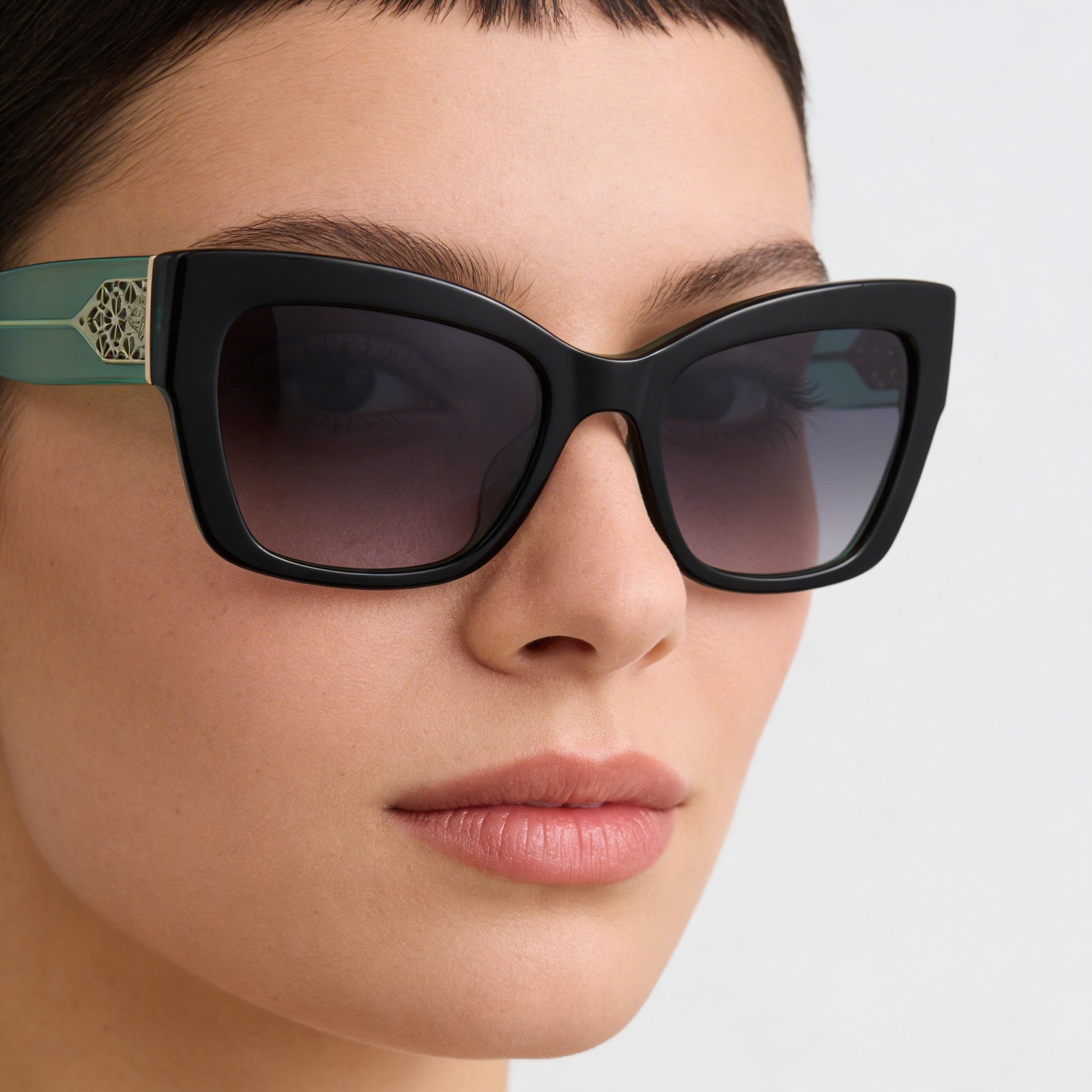 Gafas de sol Kate Spade New York Valeria/S para mujer, de acetato negro, con forma de ojo de gato y lentes sombreados en gris oscuro, 53 mm, Photo 5