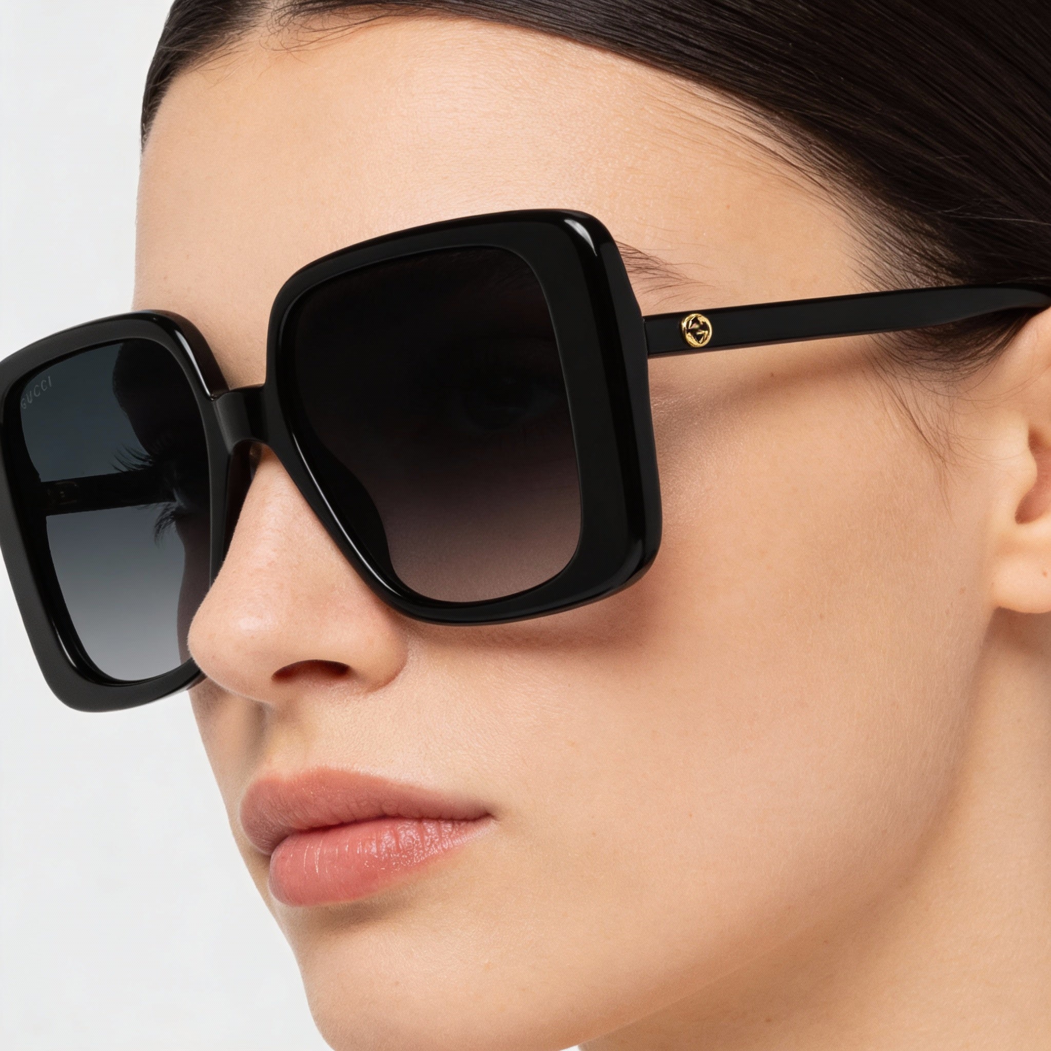 Gucci GG1314S 001 Women's Sunglasses, Black Recycled Acetate Frame, Grey UV Protection Lenses 55mm, Photo 3