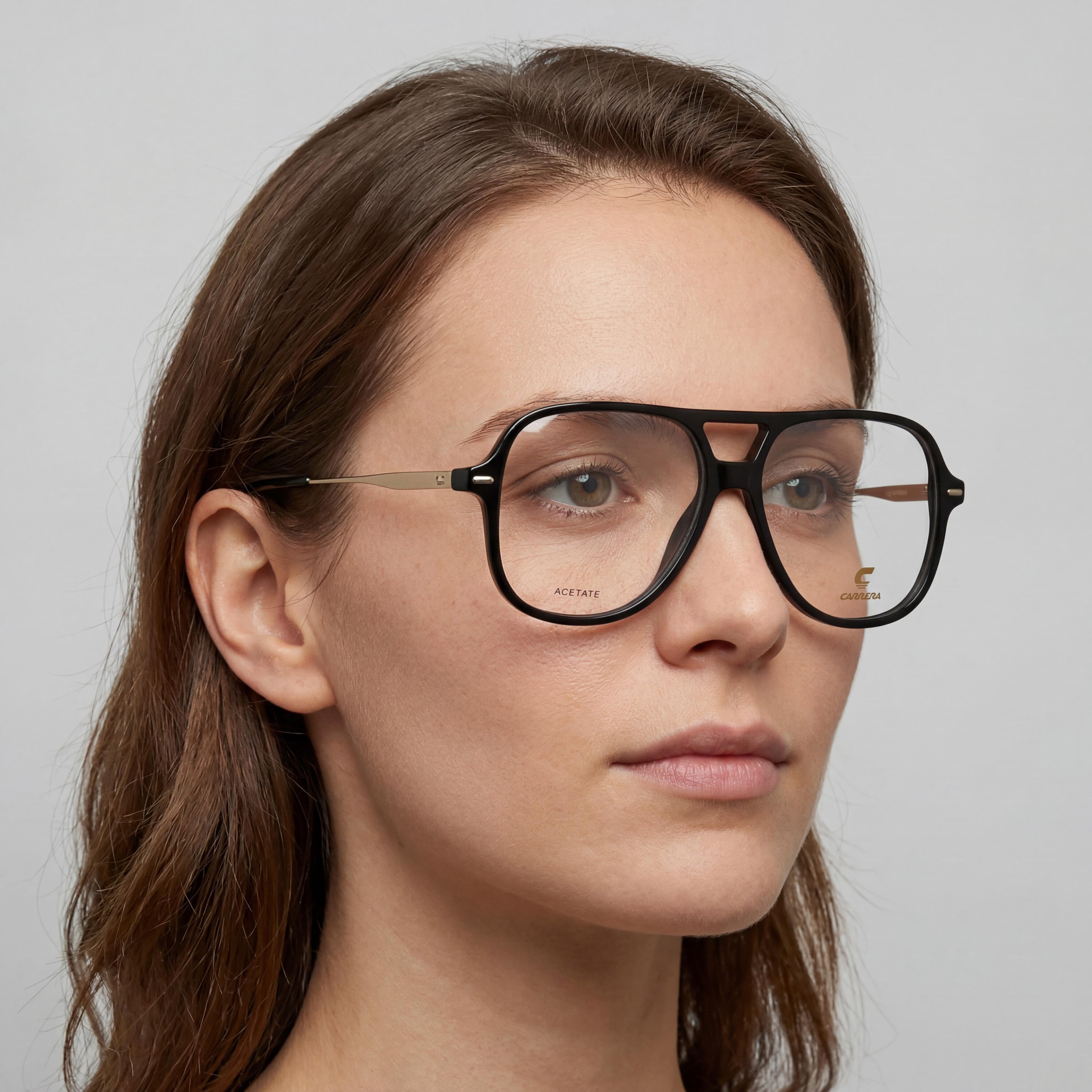 Carrera Casual Women’s Black Acetate Eyewear Frames with Plastic Non Polarized Lenses, Size 54-13-140mm, Photo 4