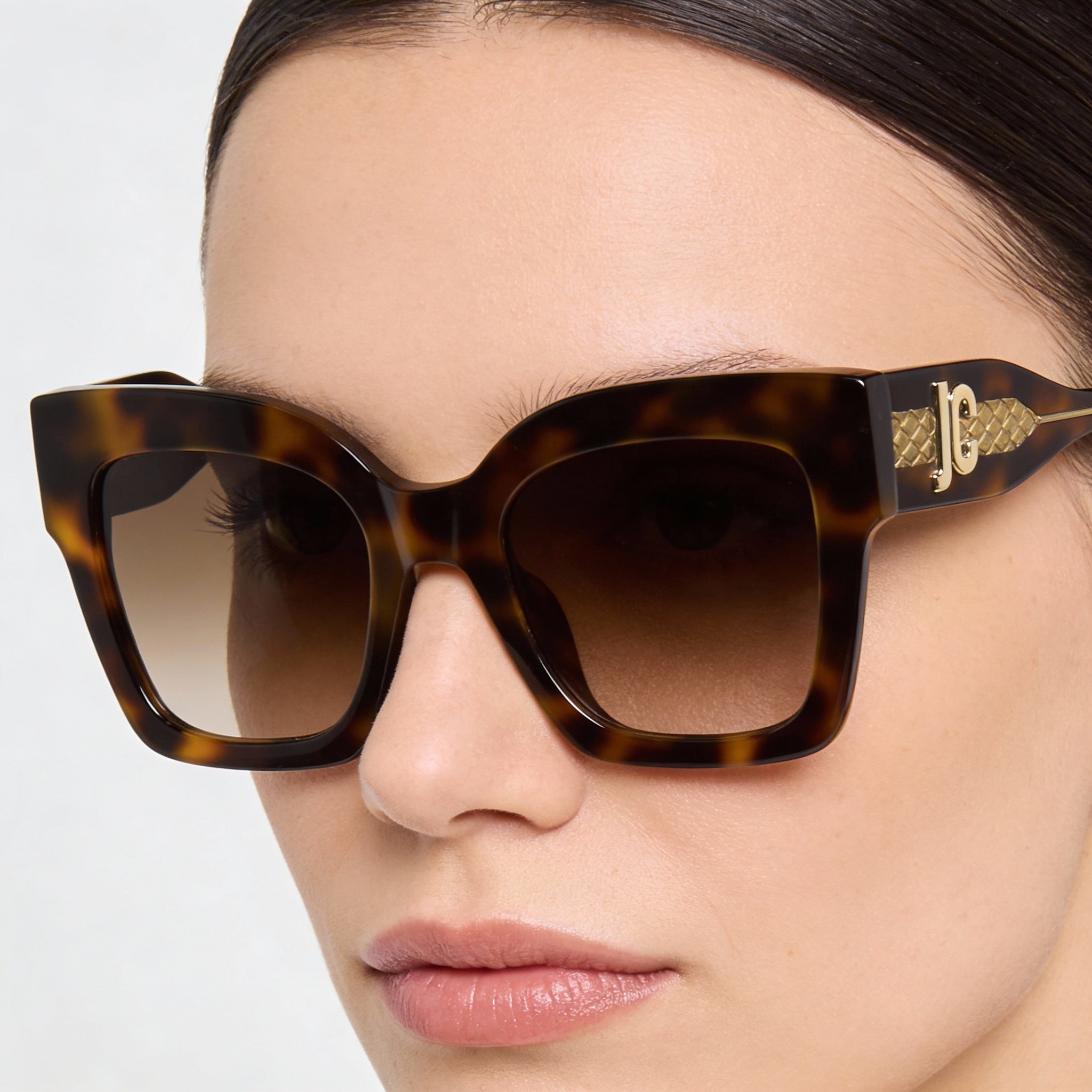 Gafas de sol cuadradas/rectangulares para mujer Just Cavalli con protección UV, montura marrón habana, lentes azul habana de primera calidad, 52 mm, Photo 4