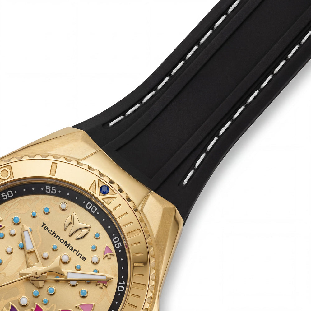 Reloj Technomarine Cruise TM-125004 unisex con caja de acero inoxidable dorado, correa de silicona, cuarzo, 40 mm, 10 ATM