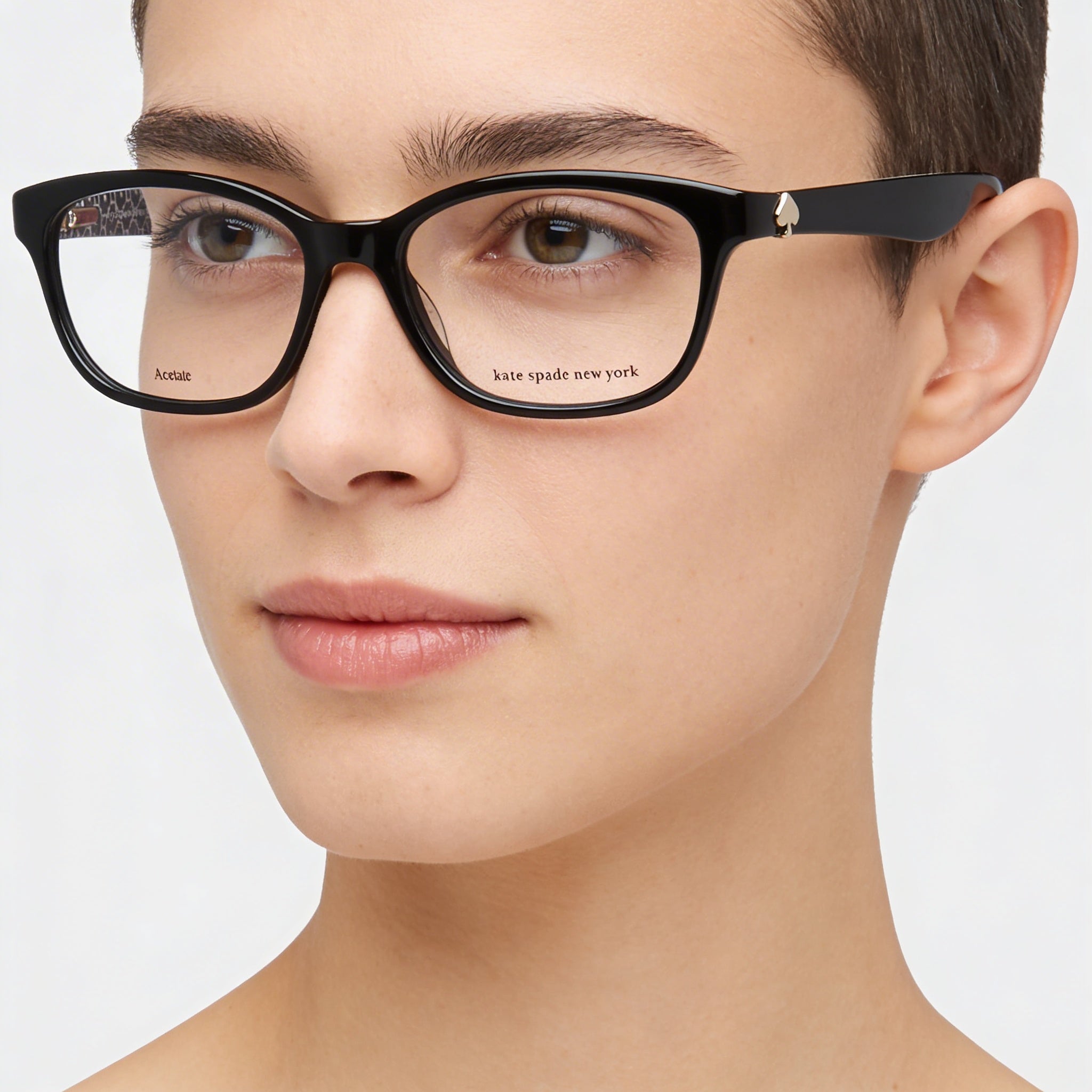 kate spade new york Brylie Unisex Negro Estampado Acetato Rectángulo Gafas Ópticas de Montura Completa 50mm, Photo 3