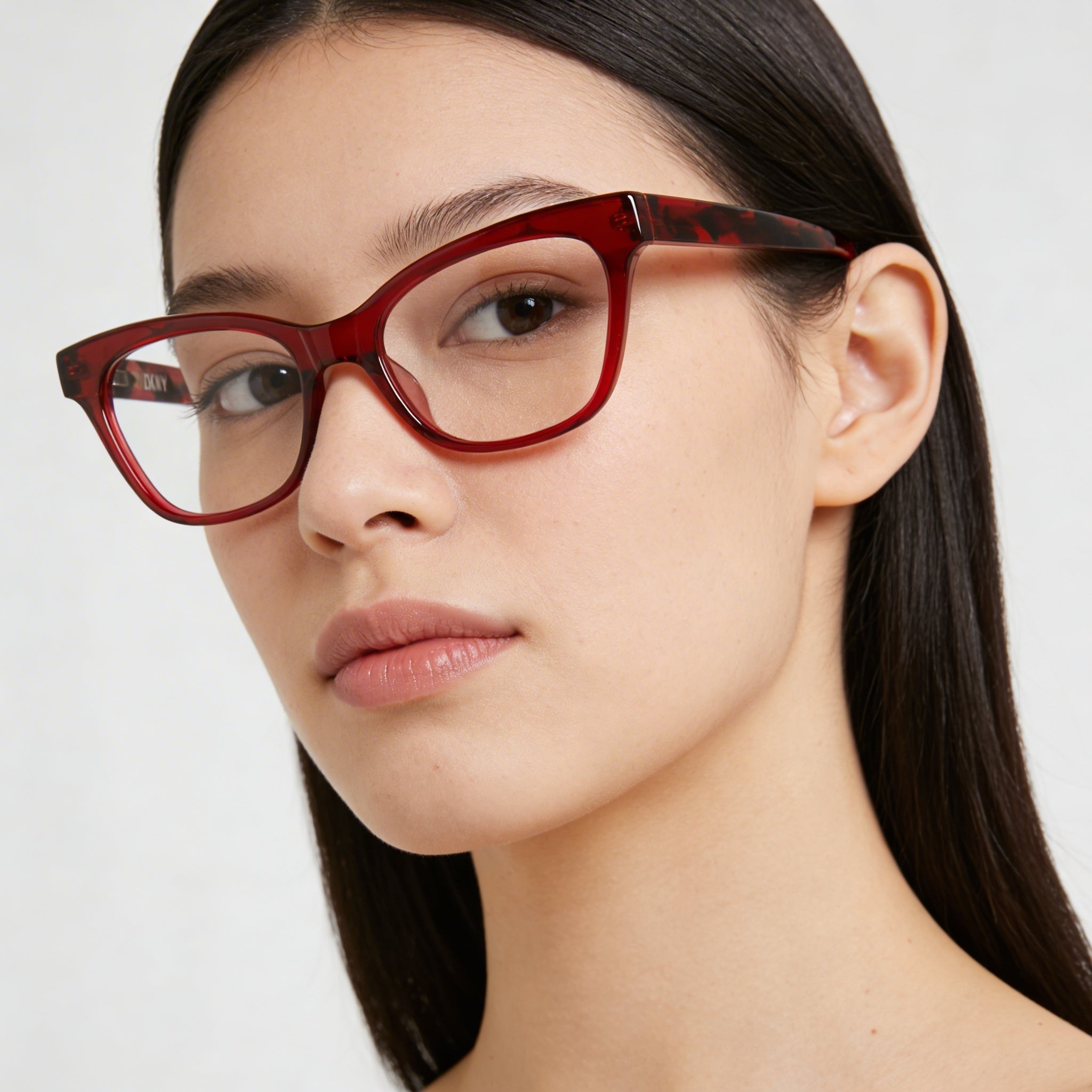 DKNY Dk5053 Unisex Crystal Red Acetate Eyeglasses | Polycarbonate Lenses | 51mm Lens Width | 18mm Bridge | 140mm Temple Length, Photo 3