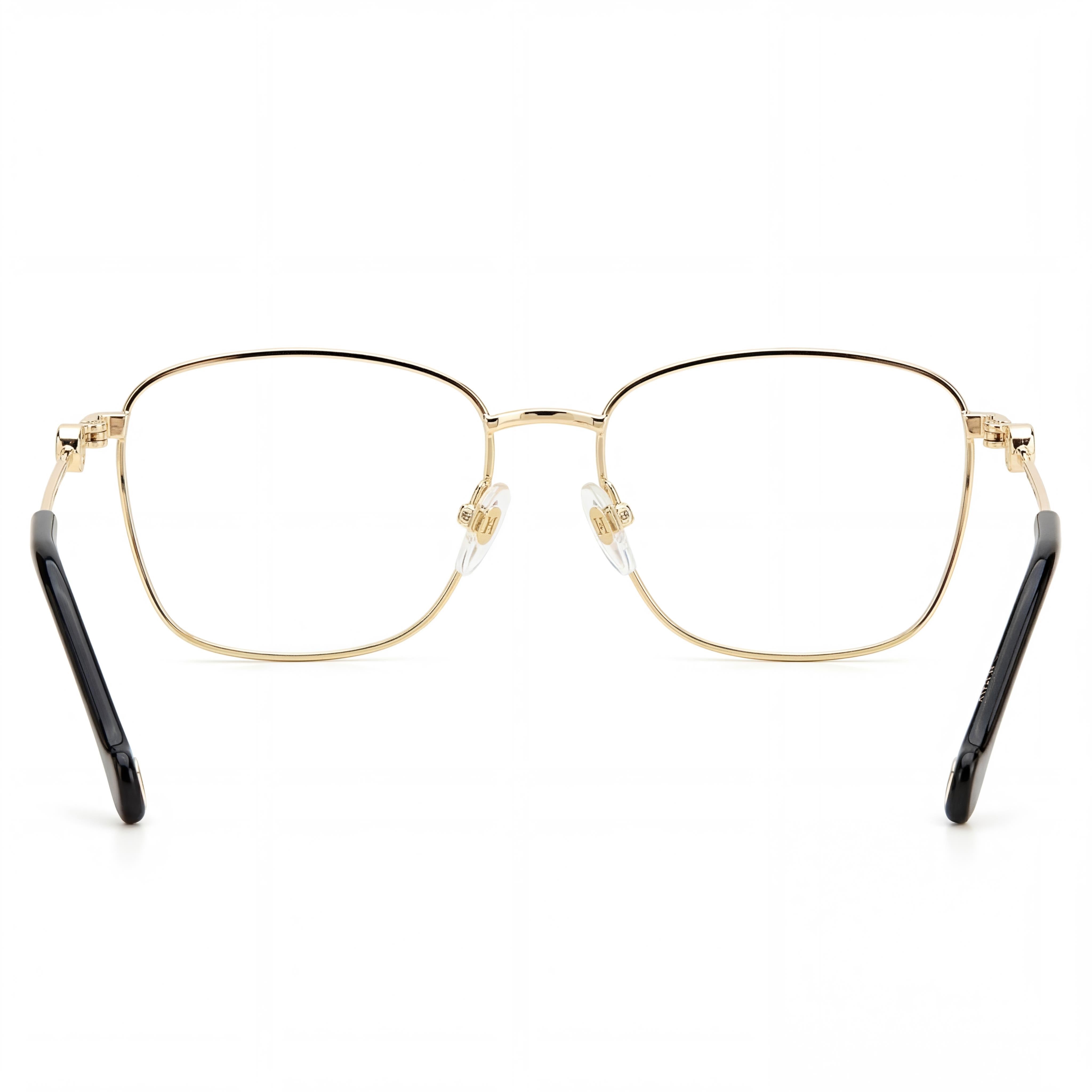 Carolina Herrera Gafas para mujer modernas, montura completa rectangular, de aleación de acero en dorado y negro, 57-16-145mm, Photo 3
