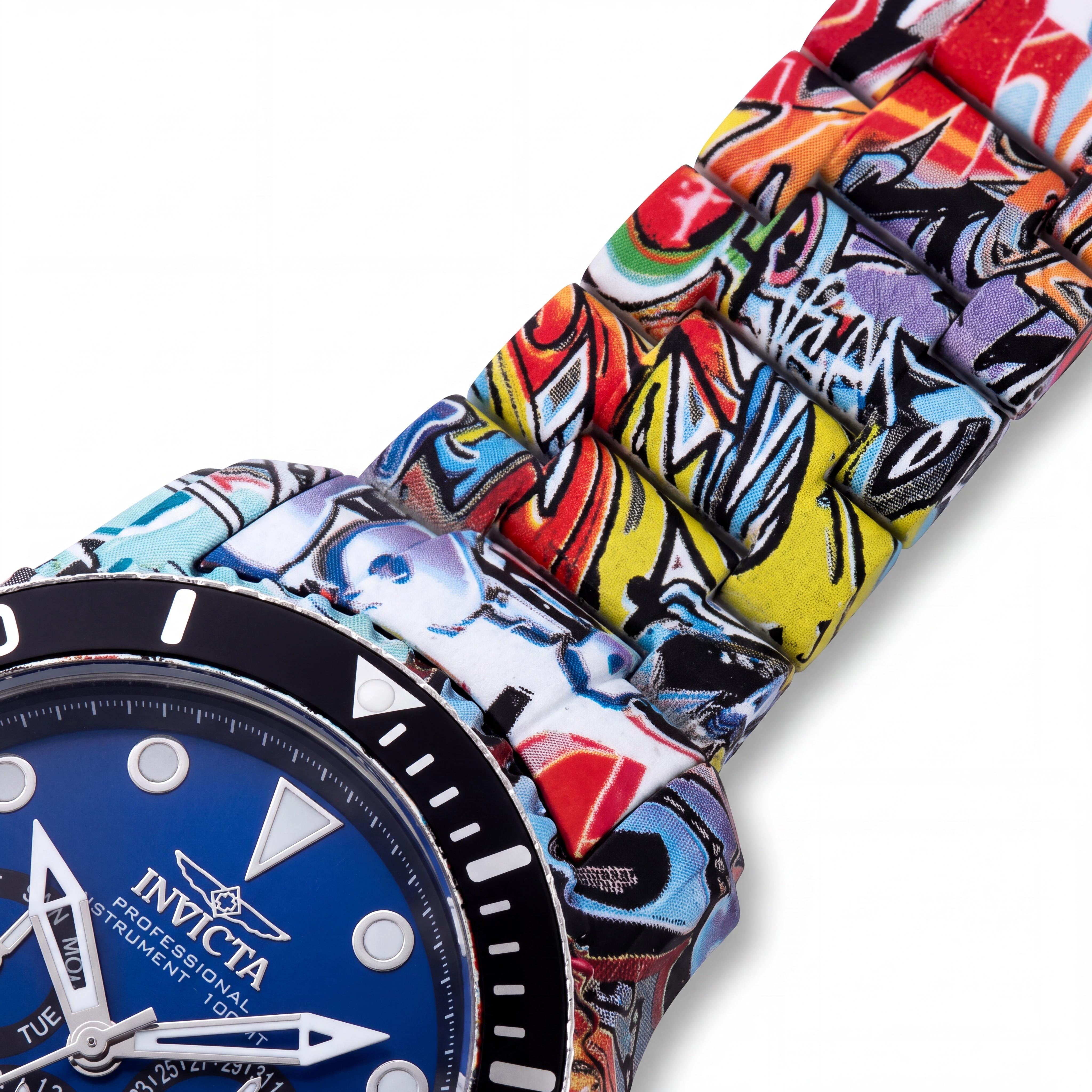 Invicta Pro Diver strappy Unisex Chronograph Quartz Stainless Steel Blue Dial 49mm 10 Bar Water Resistant Watch, Photo 3