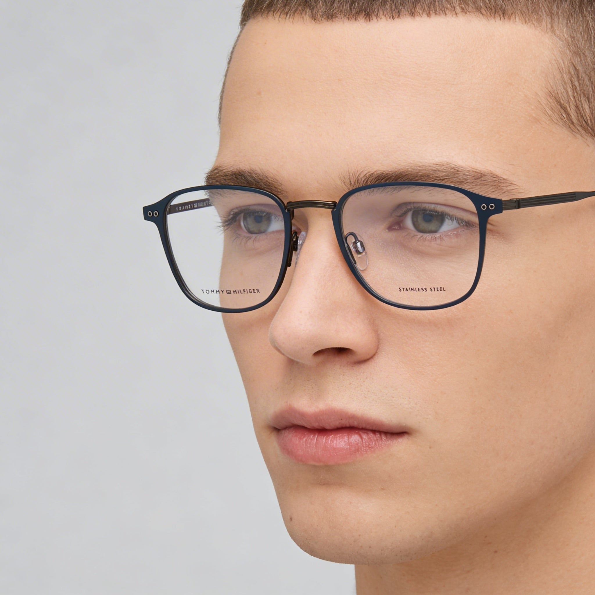 Tommy Hilfiger Modern Unisex Matte Blue Alloy Steel Eyeglasses 52mm, Photo 5