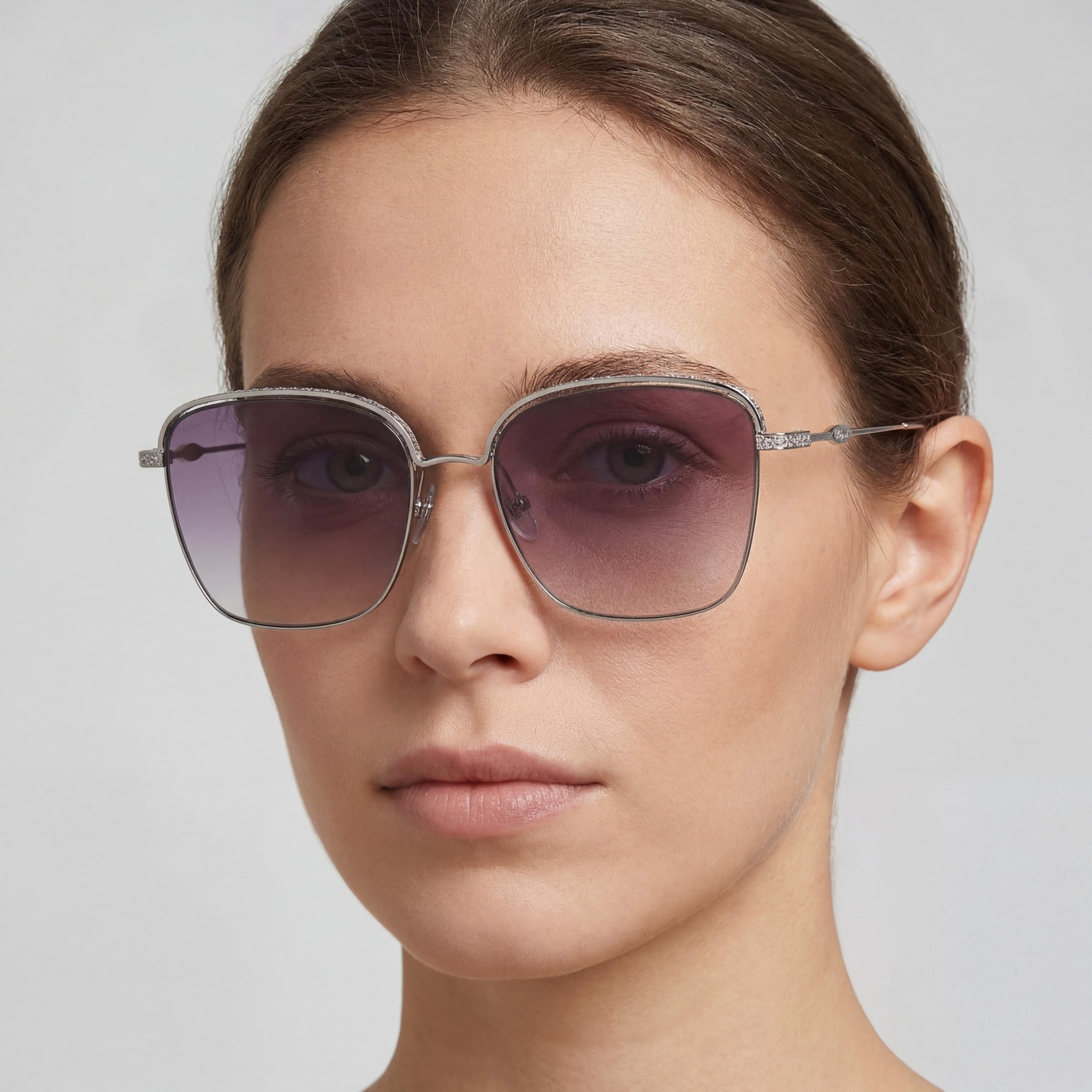 Chopard Schd45s Women's UV Protection Eyewear featuring a Silver Plastic Frame and Acetate Lenses, Photo 5