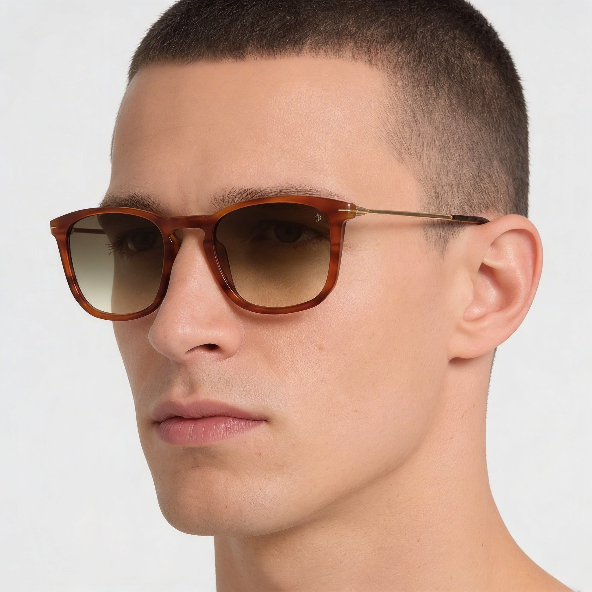 David Beckham DB 1034/S Casual Men's Bwnhorn Gold Acetate Non-Polarized UV Protection Sunglasses 53mm, Photo 4