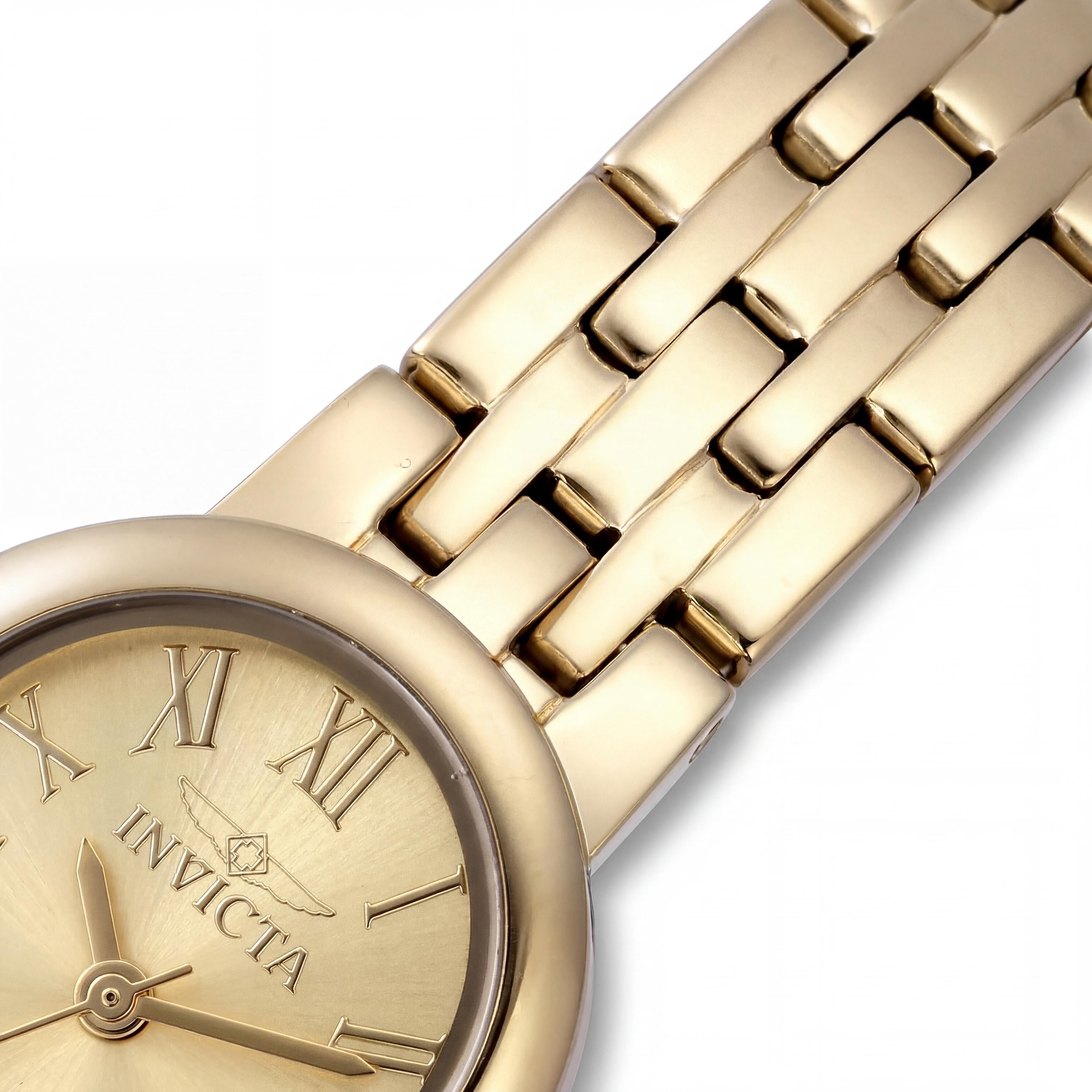 Invicta Angel Collection Bracelet Unisex Gold Dial Stainless Steel Quartz Watch 20mm Glow In The Dark 3 Bar WR, Photo 3