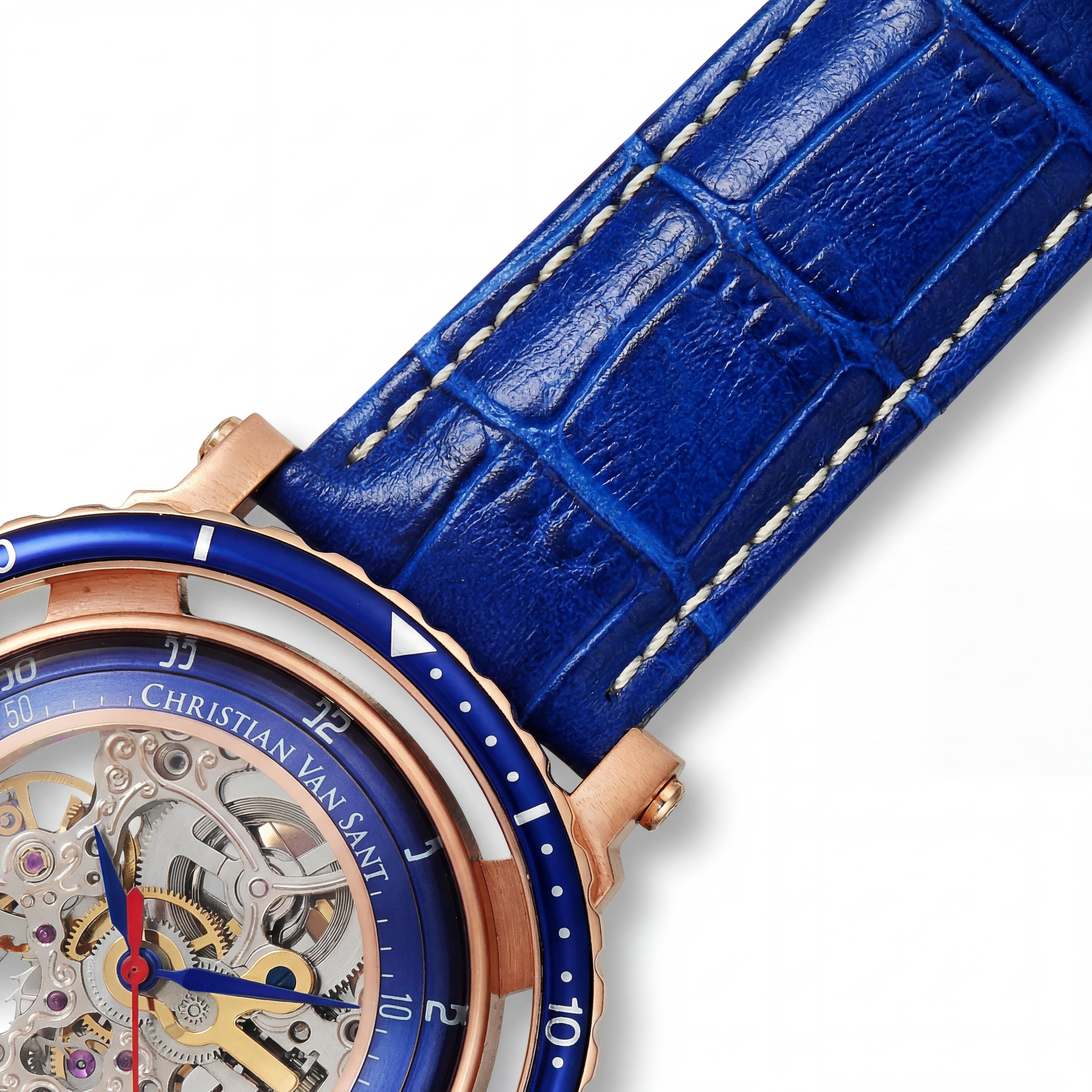 Christian Van Sant CV0742 Casual Men's Silver Skeleton Dial Automatic Stainless Steel Case Leather Strap Watch 45mm, Photo 3