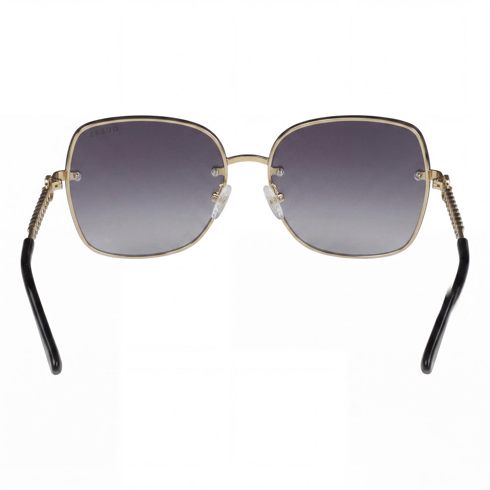 GUESS Gf6119 Gafas de sol para mujer con armazón de metal dorado degradado, micas degradadas humo y protección UV