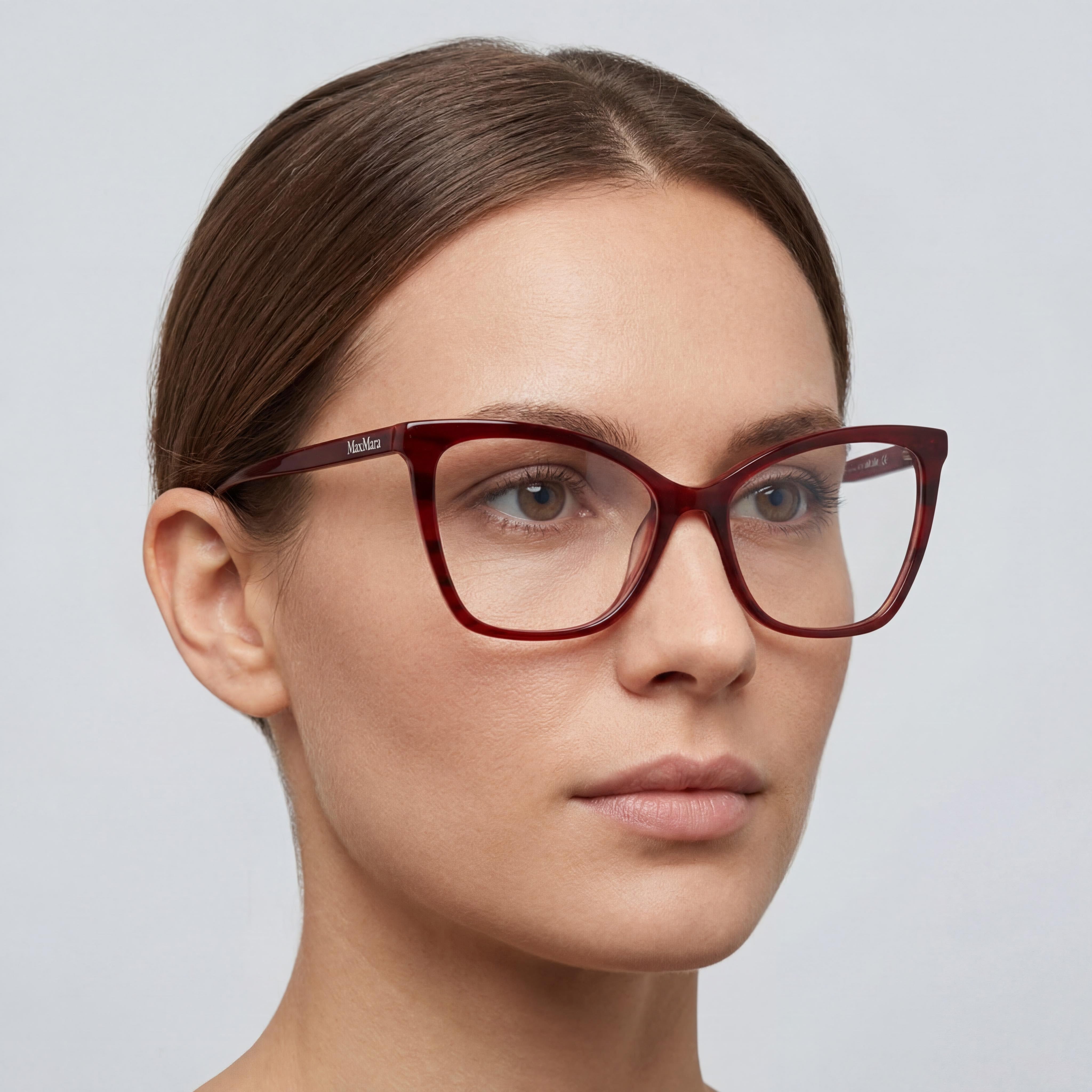 MaxMara MM5060 071 Women's Cat Eye Plastic Eyeglasses Bordeaux 54-16-140, Photo 5