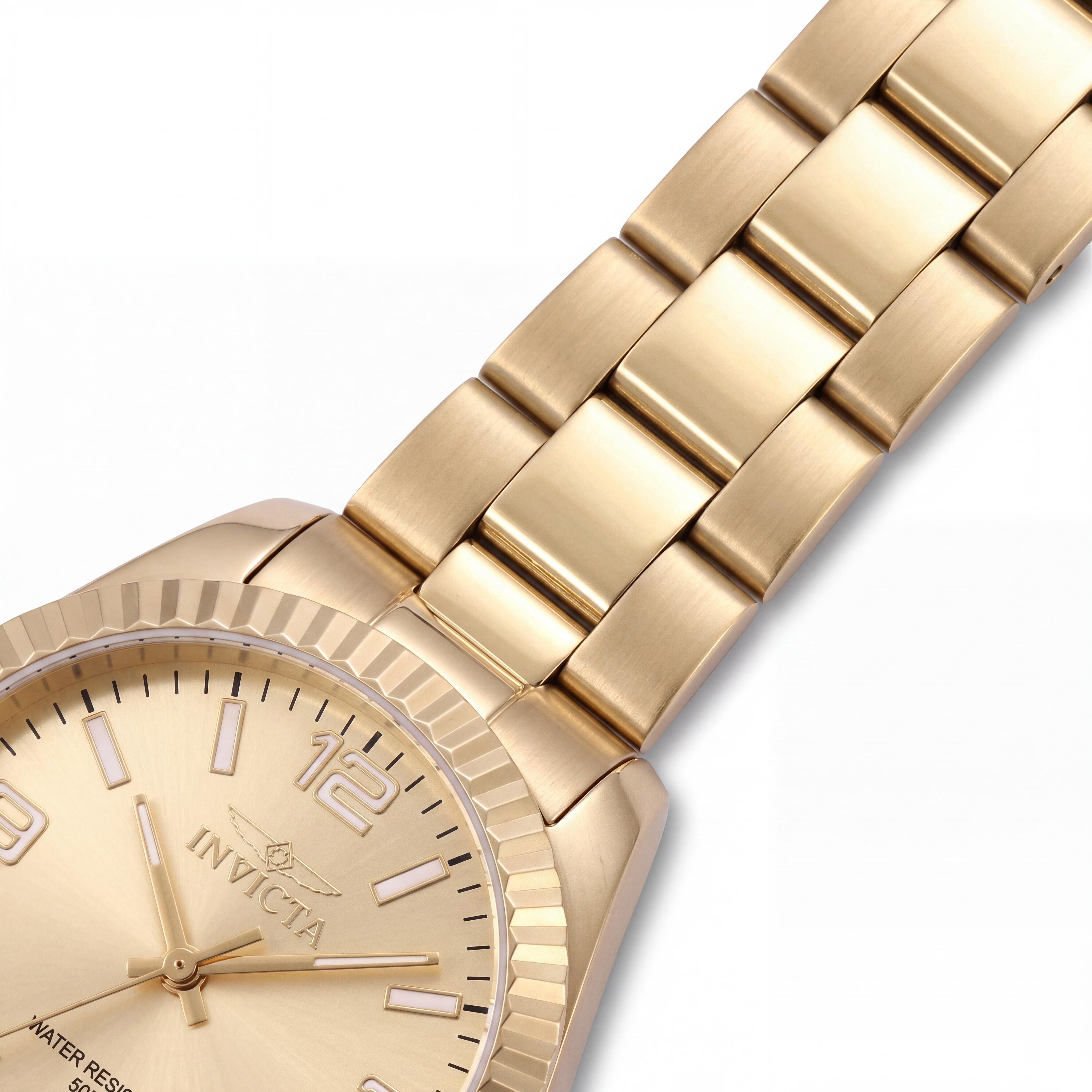 Invicta Specialty 47475 Unisex Stainless Steel Gold Dial Quartz Bracelet Watch 36mm with Flame Fusion Crystal, Photo 3
