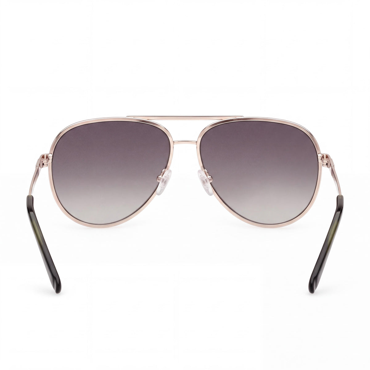 GUESS Women's GU00209 Aviator Striped Metal Sunglasses, Shiny Pale Gold Frame with Gradient Green Lenses, 61-14-145mm, Photo 3