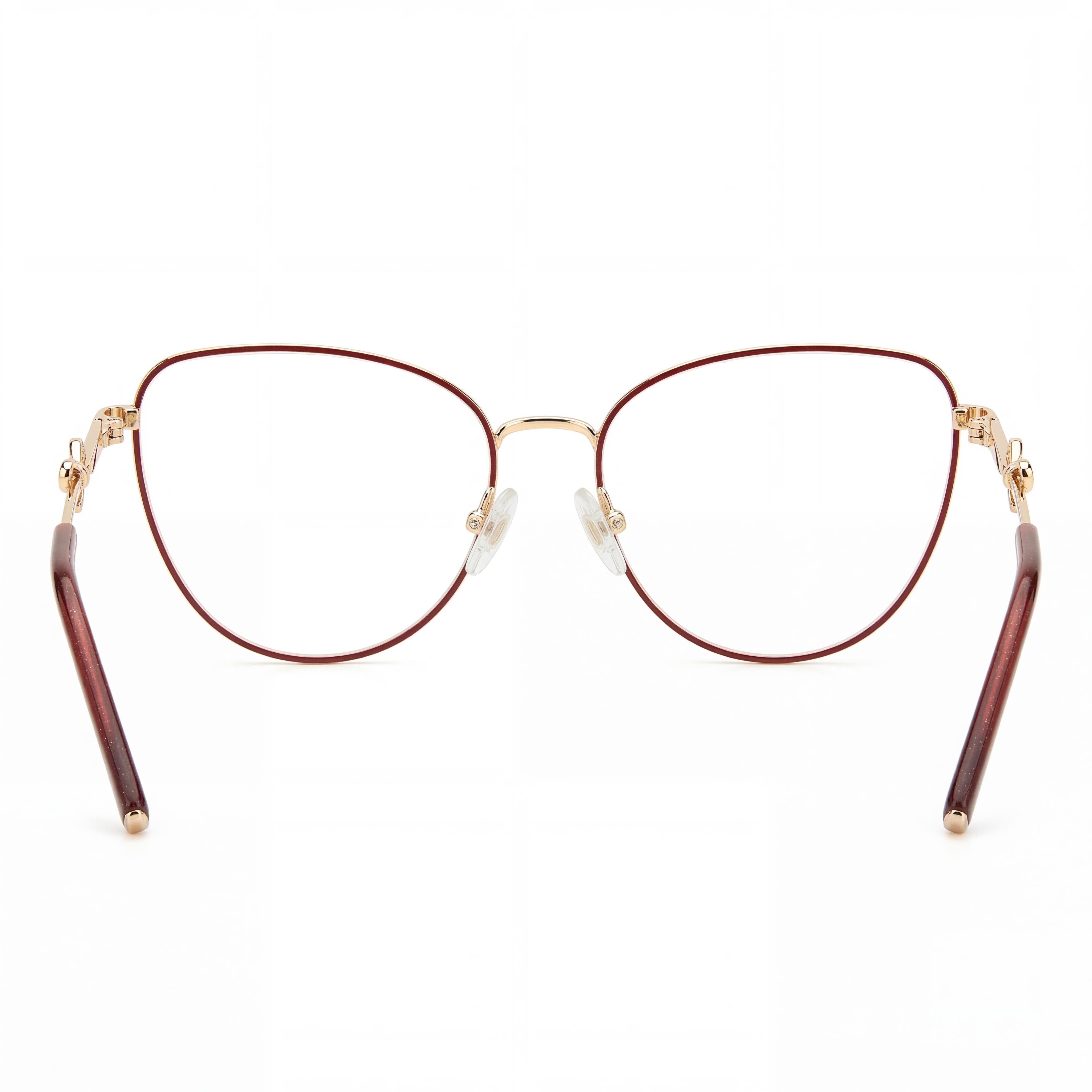 Gafas clásicas de mujer Carolina Herrera con montura de metal rojo y dorado y lentes no polarizadas de 56 mm, Photo 3