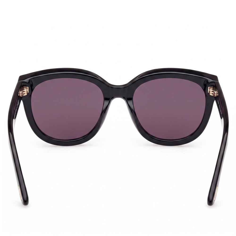 Tom Ford Tamara FT1114 Gafas de sol para mujer con montura de plástico negro brillante, lentes ahumadas, protección UV del 100 %, 54 mm