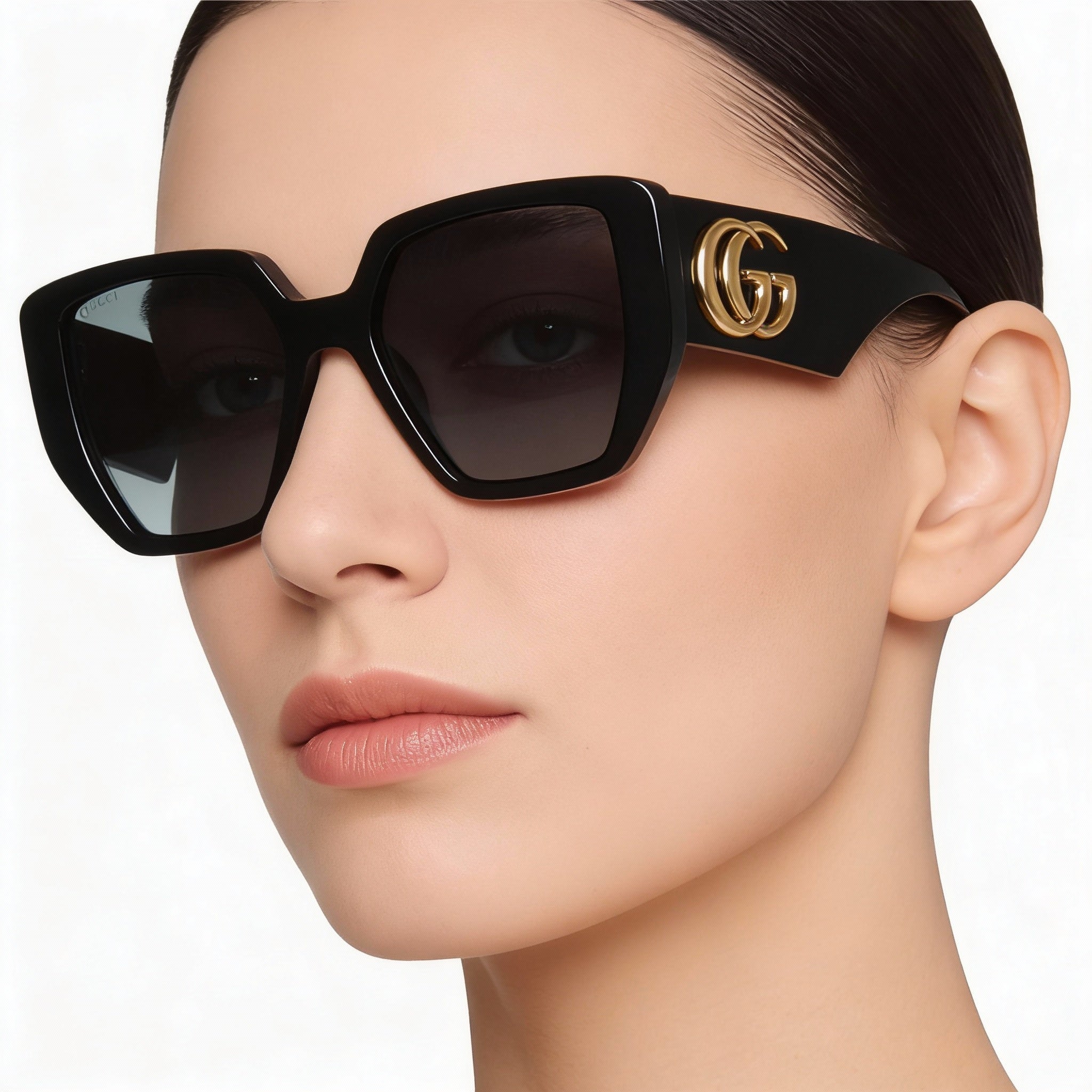 Gafas de sol Gucci Contemporary GG0956S para mujer, de plástico, estilo ojo de gato, no polarizadas, color negro y gris, talla 54, Photo 5