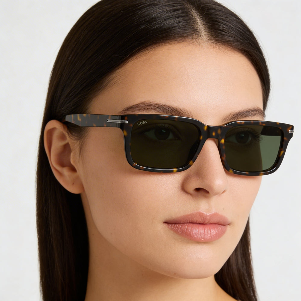 Gafas de Sol Modernas para Mujer Hugo Boss, montura ecológica de aceite MARRÓN, lentes HAVANA, protección UV, no polarizadas, 54-19-145