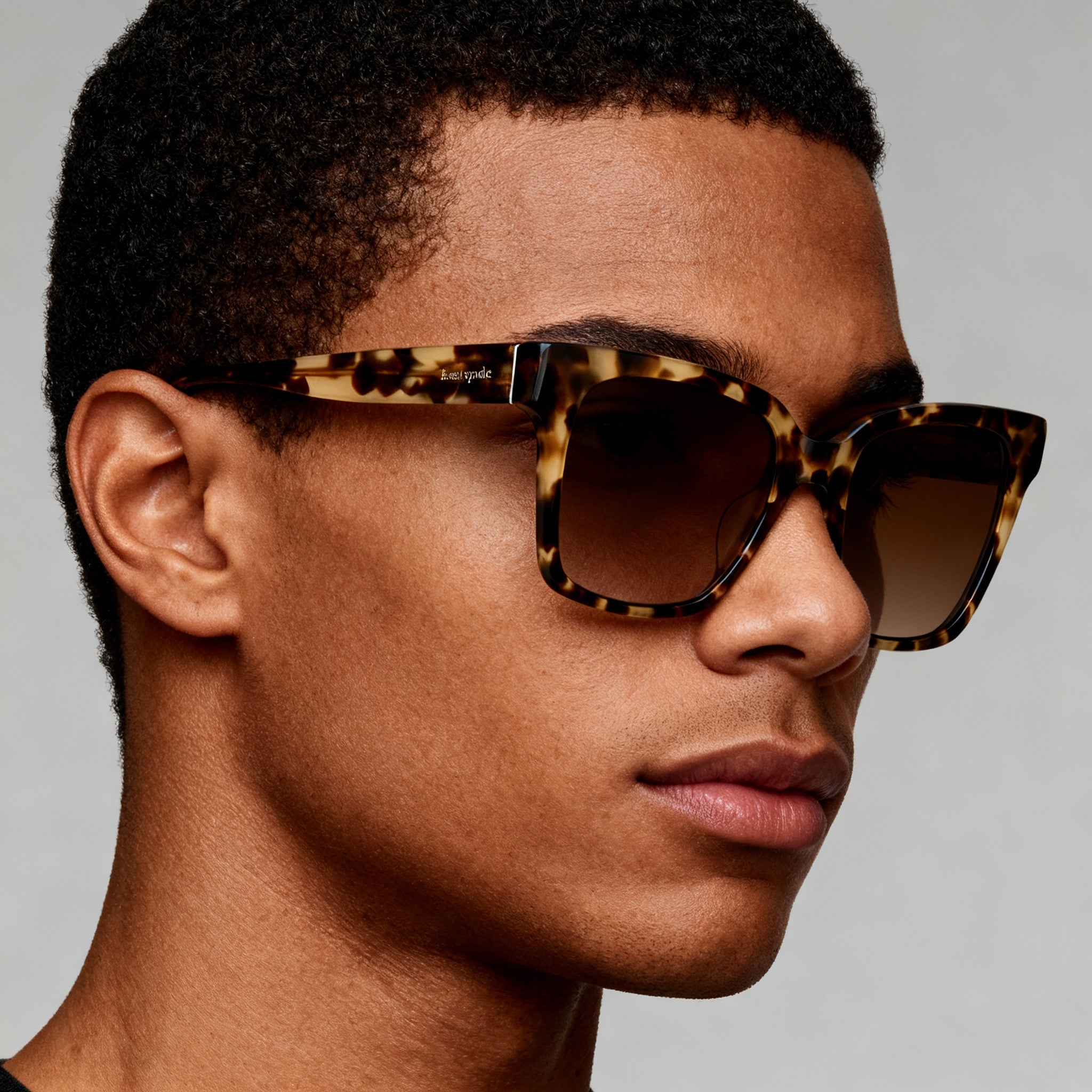 kate spade new york HARLOW/G/S Women's Square Polarized Acetate Sunglasses 55mm Light Havana Frame Brown Shaded Lens, Photo 4