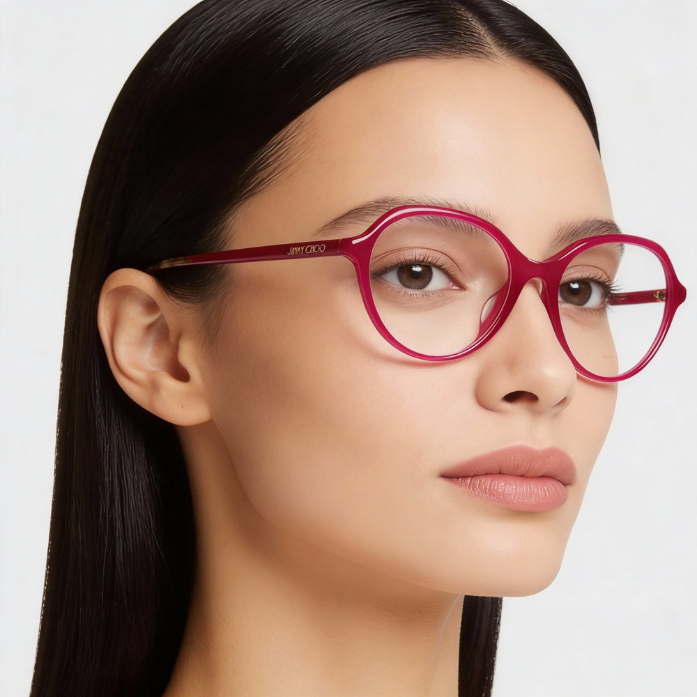 JIMMY CHOO Jc345/F Women's Acetate Optical Eyeglass Frames with Demo Plastic Lenses, Lens Width 52mm and Bridge Width 17mm
