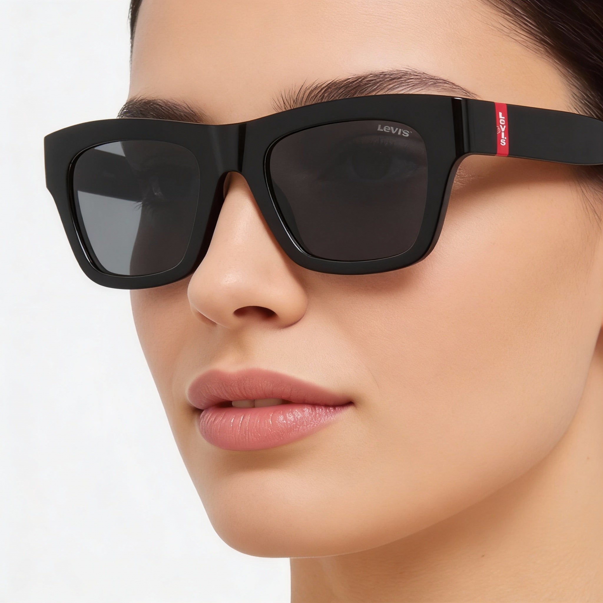 Gafas de sol Levi's Modern para mujer, montura de poliamida ecológica negra con protección UV, ancho de lente de 52 mm, Photo 4