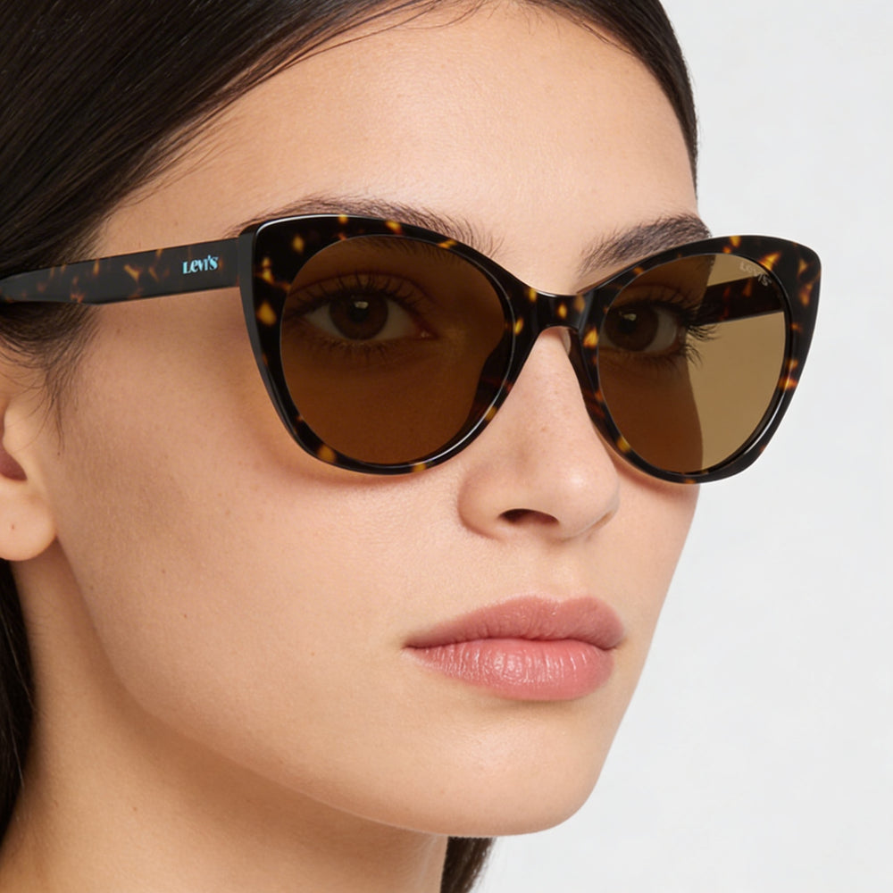 Gafas de sol Levi's Lv 1015/S para mujer, montura de plástico Havana, lentes de policarbonato y protección UV, 55-20-145